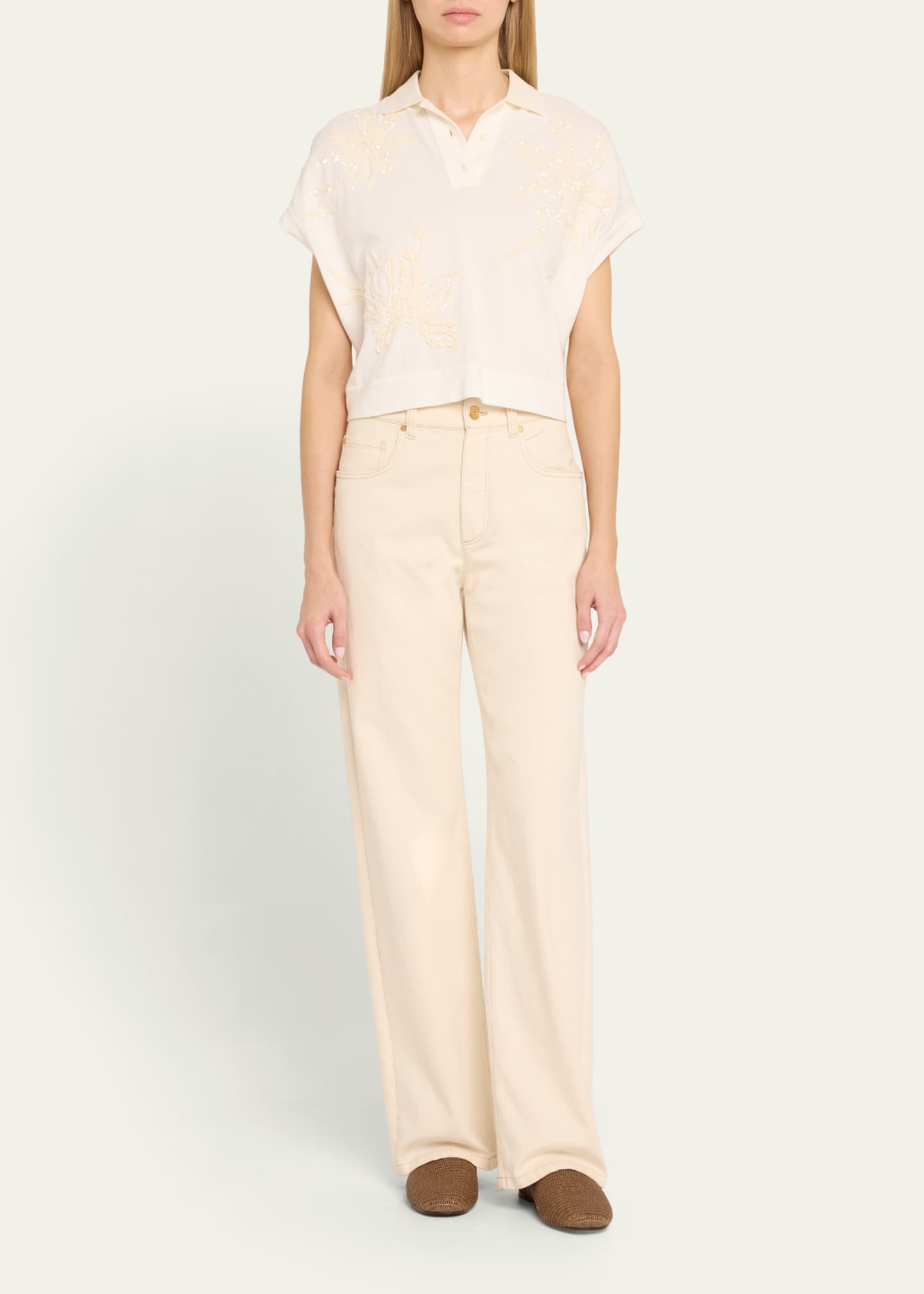 Brunello Cucinelli Raffia Monili Loafer Mules Image 3 of 6