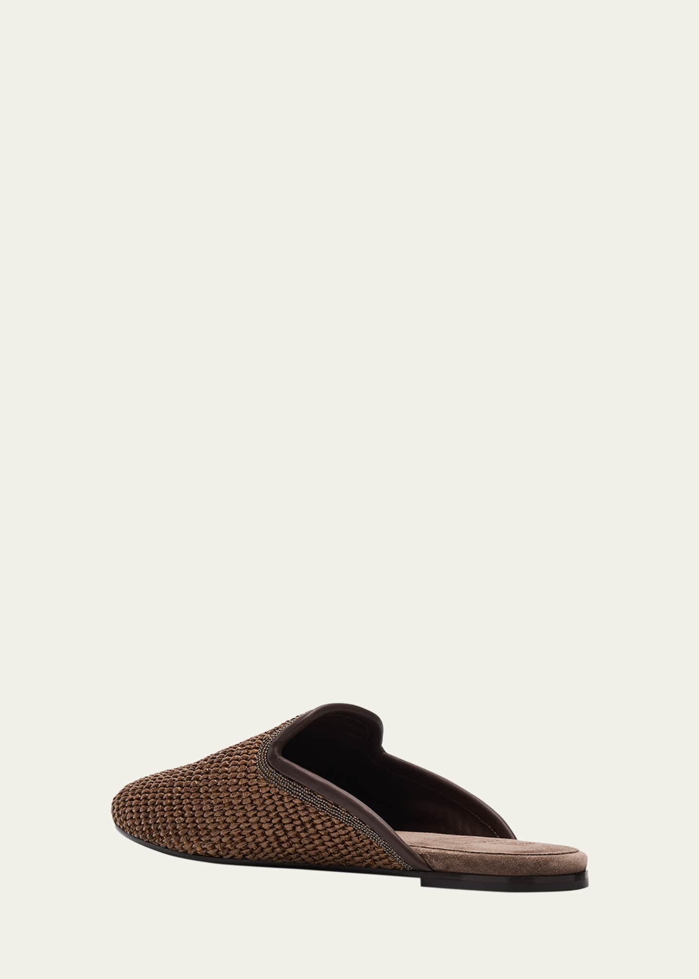 Brunello Cucinelli Raffia Monili Loafer Mules Image 4 of 6