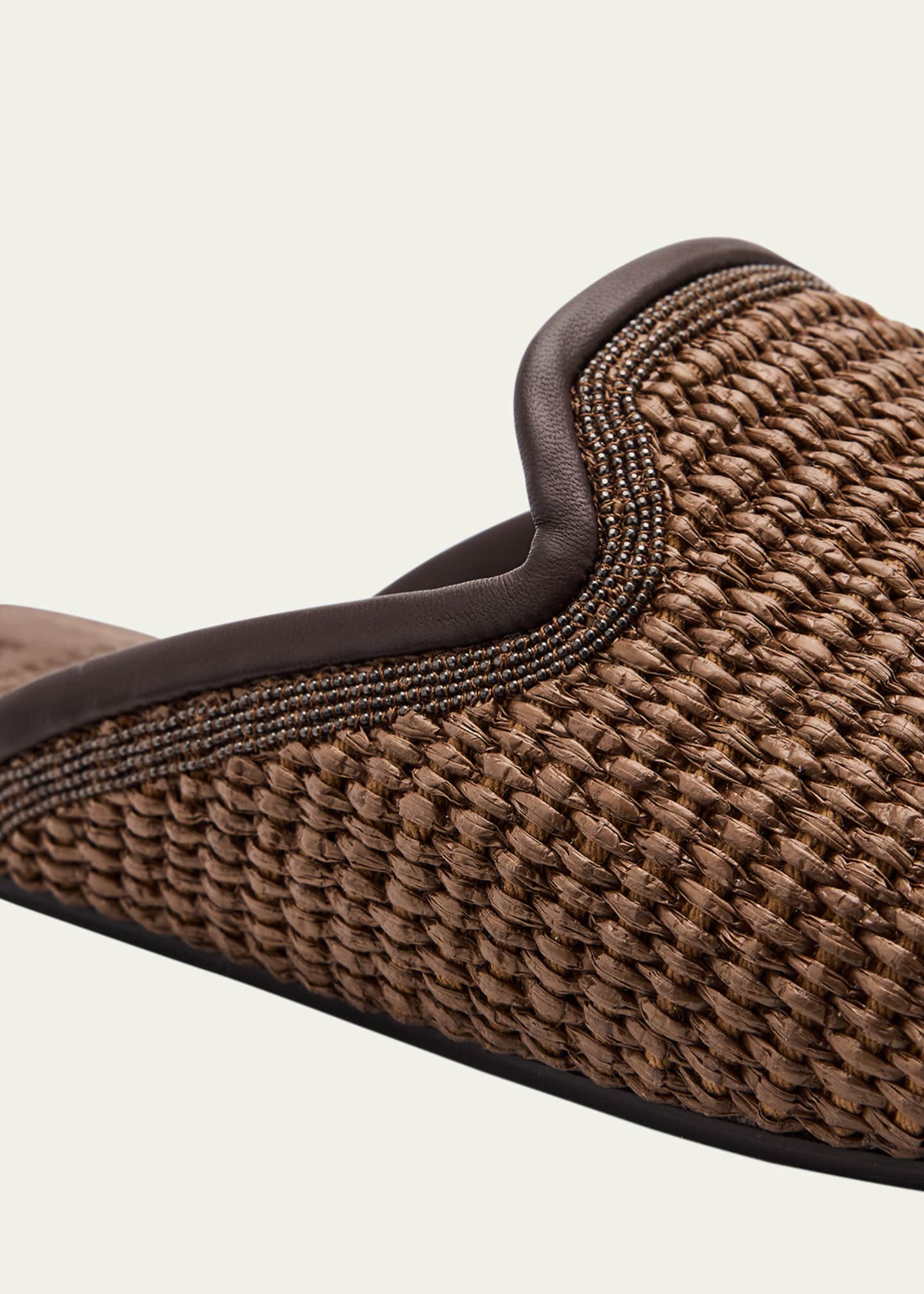 Brunello Cucinelli Raffia Monili Loafer Mules Image 6 of 6