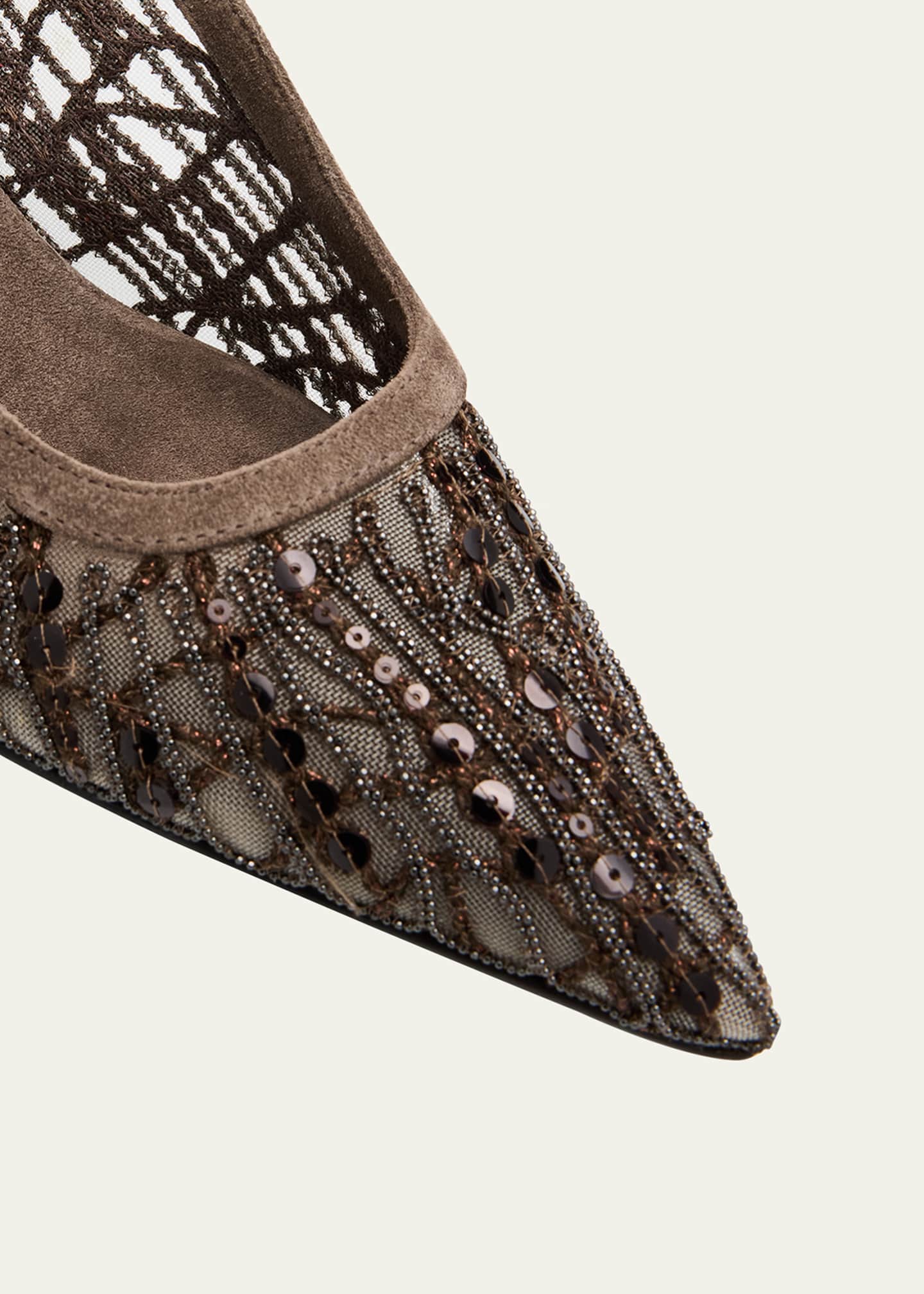Brunello Cucinelli Monili Suede Kitten-Heel Slingback Pumps Image 5 of 5