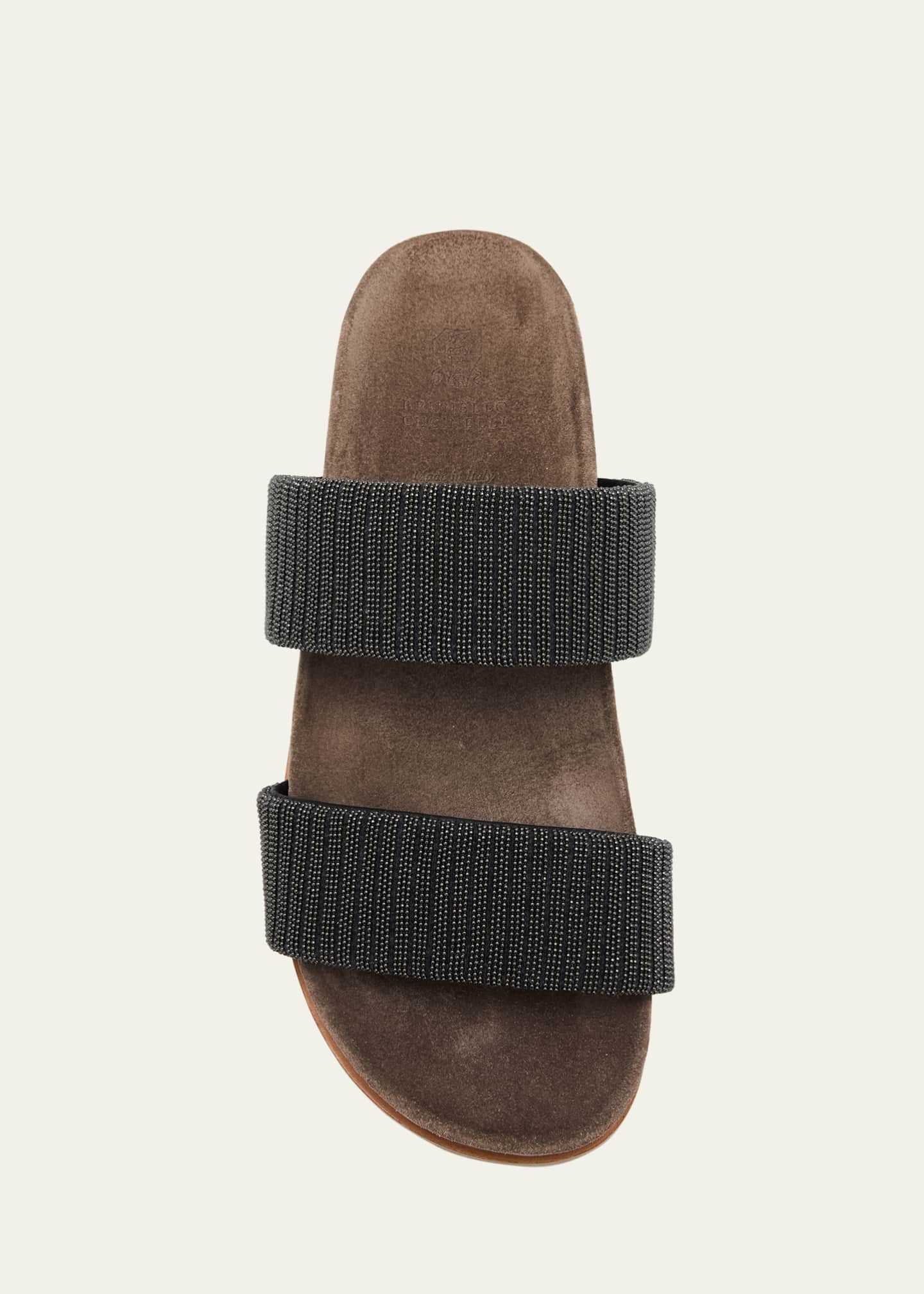 Brunello Cucinelli Double-Band Monili Slide Sandals Image 6 of 6
