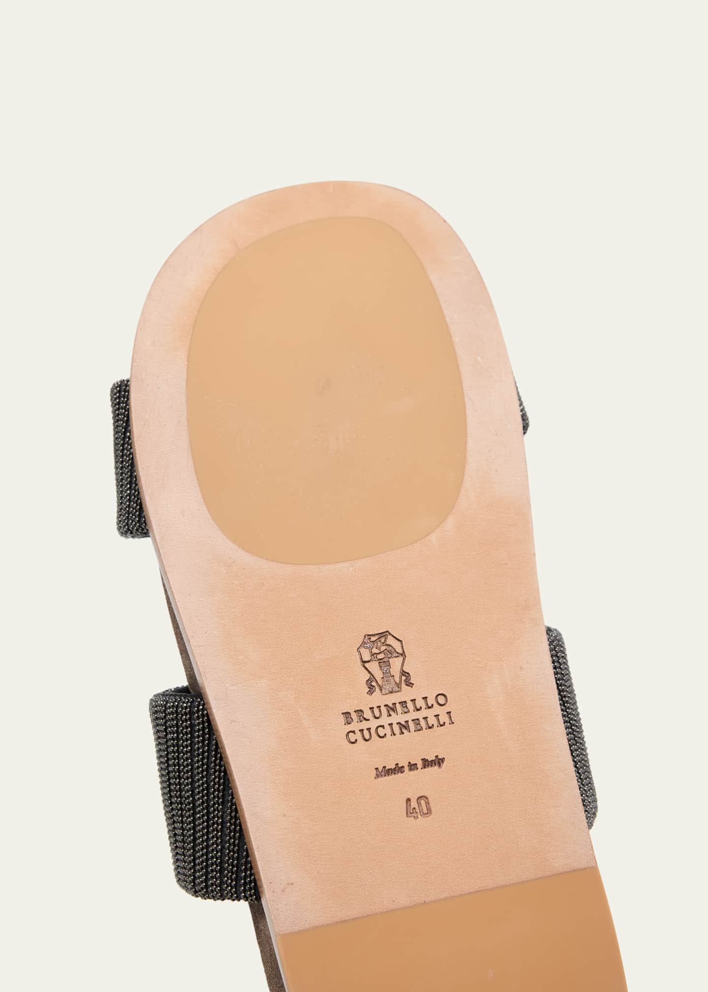 Brunello Cucinelli Double-Band Monili Slide Sandals Image 5 of 6