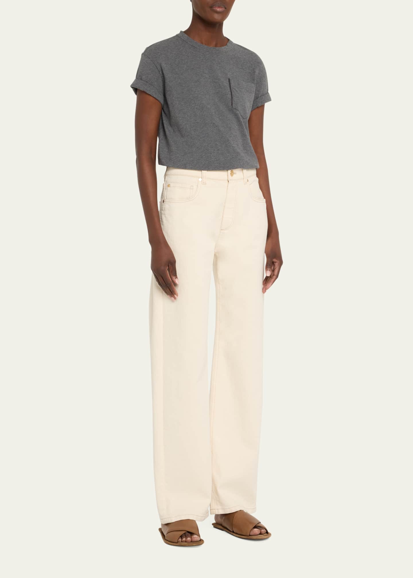 Brunello Cucinelli Leather Crisscross Slide Sandals Image 3 of 6