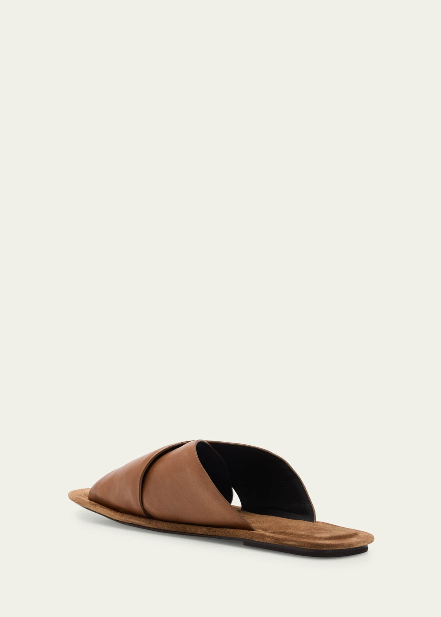 Brunello Cucinelli Leather Crisscross Slide Sandals Image 4 of 6