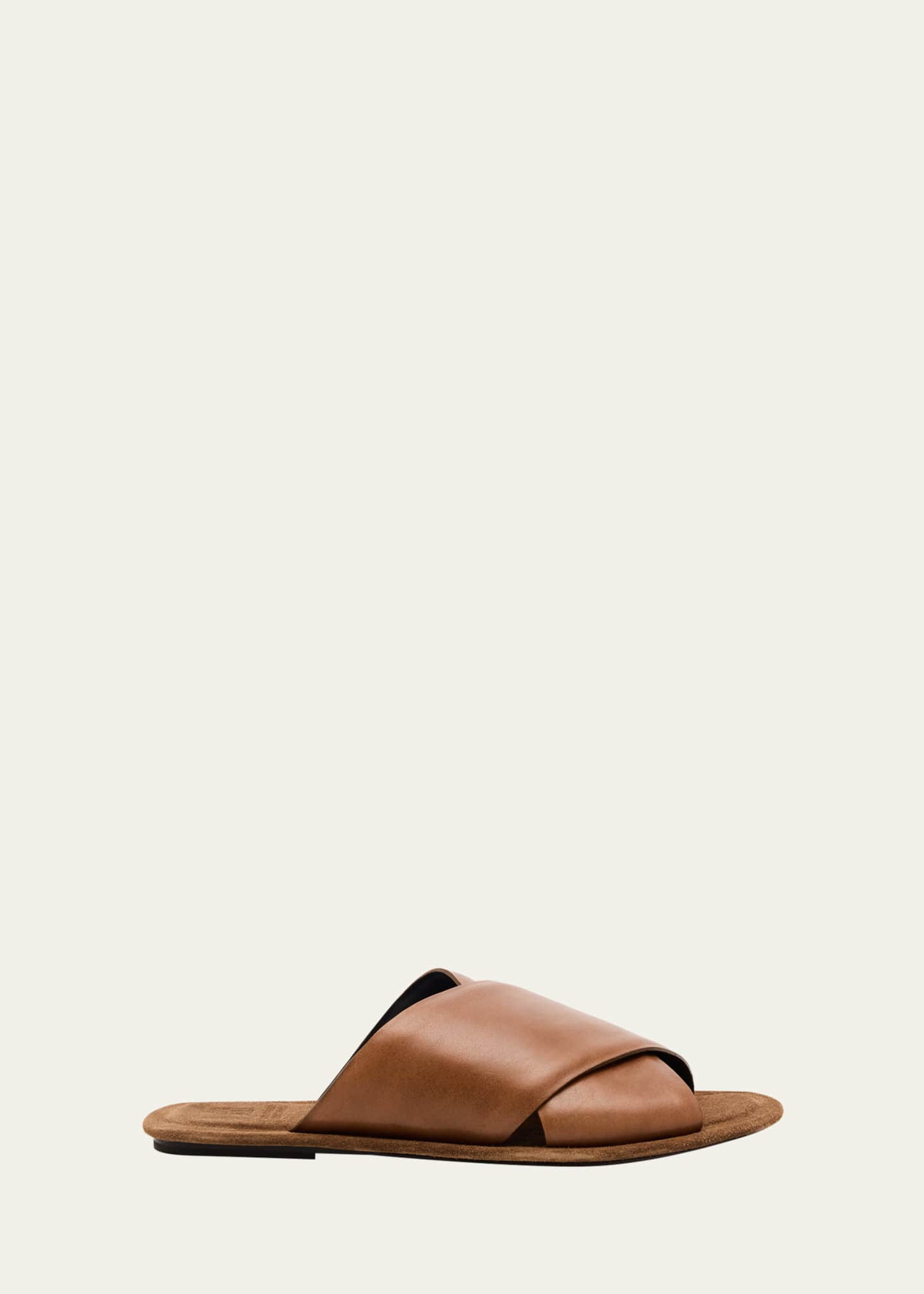 Brunello Cucinelli Leather Crisscross Slide Sandals Image 1 of 6