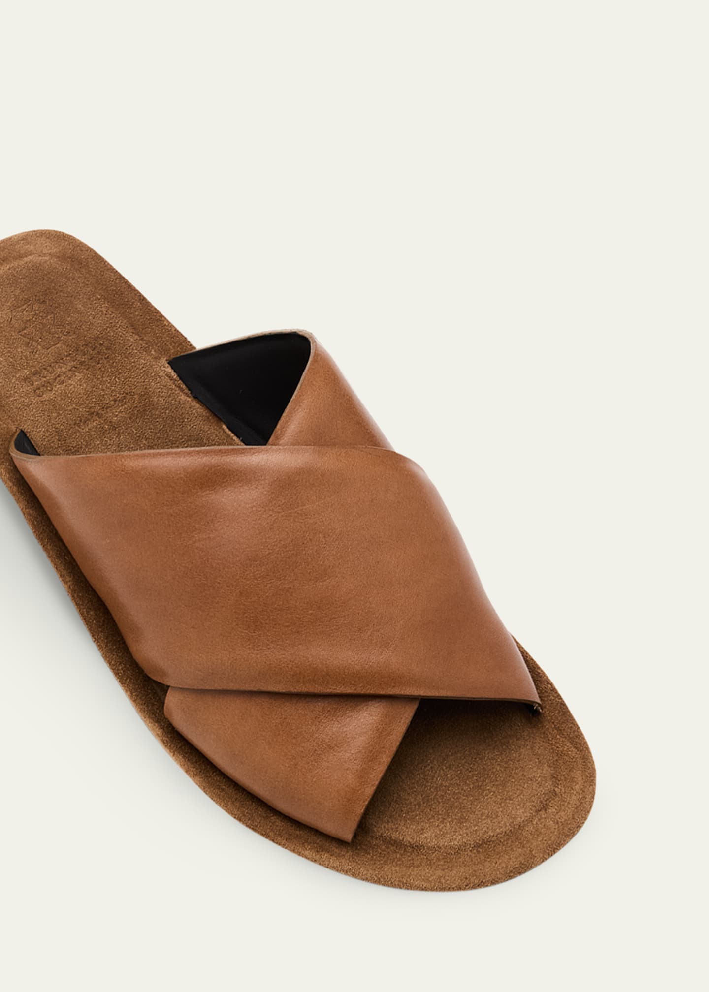 Brunello Cucinelli Leather Crisscross Slide Sandals Image 5 of 6