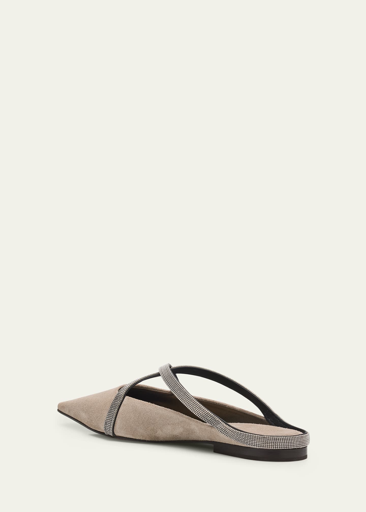 Brunello Cucinelli Monili Crisscross Suede Mule Flats Image 4 of 6