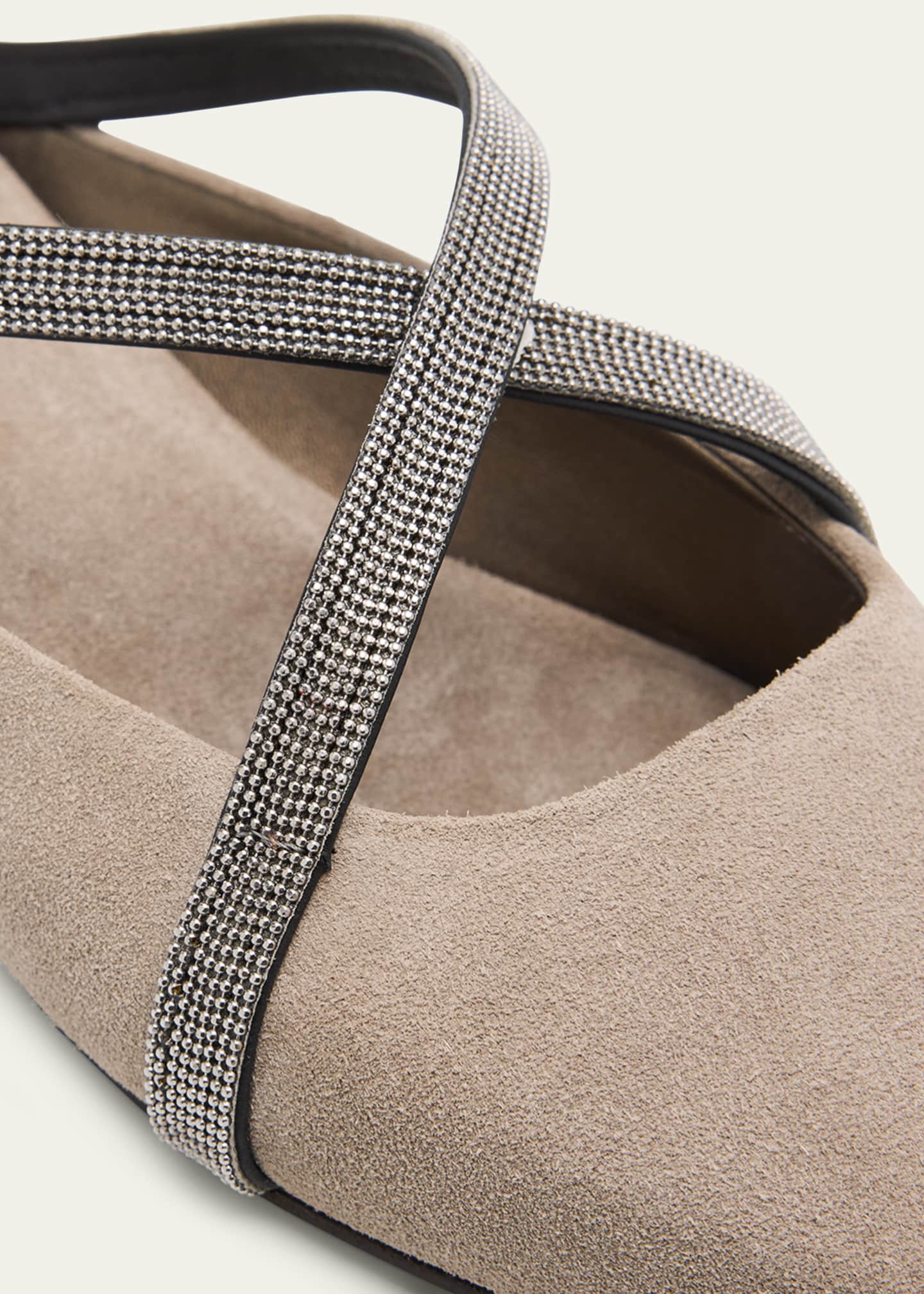Brunello Cucinelli Monili Crisscross Suede Mule Flats Image 5 of 6