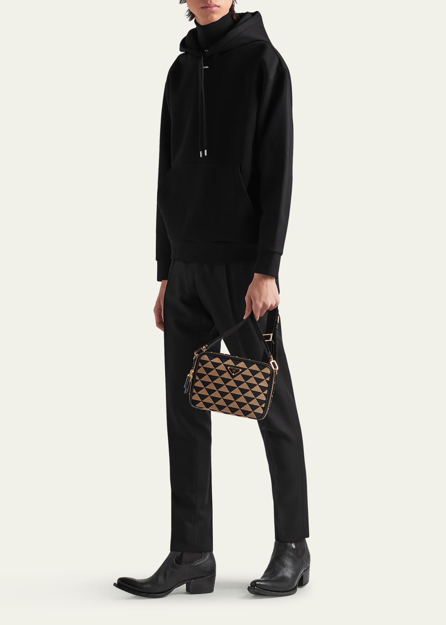Prada Men's Cotton Logo Hoodie Image 2 of 3