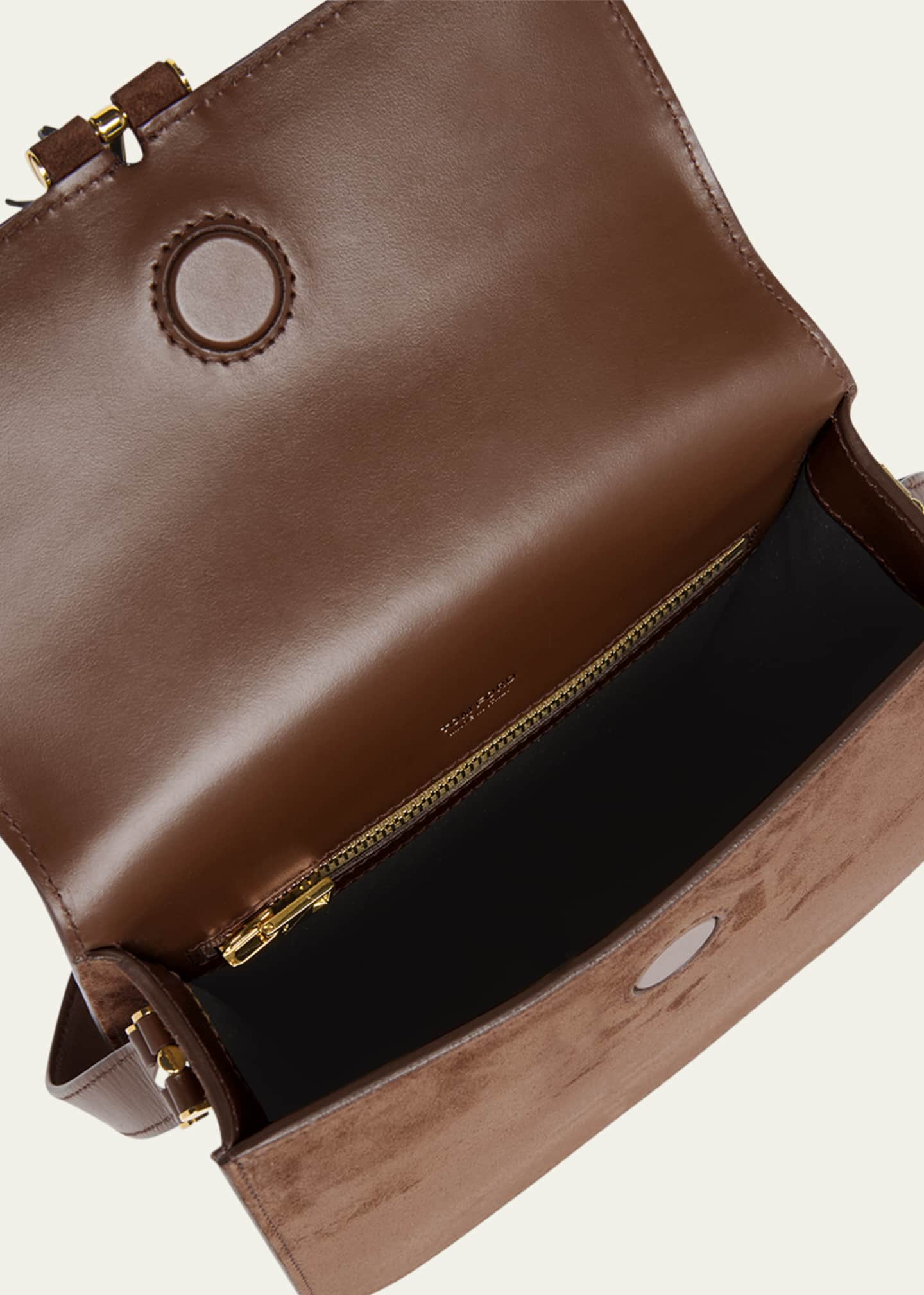 TOM FORD Tara Mini Flap Crossbody Bag in Suede and Leather Image 4 of 6