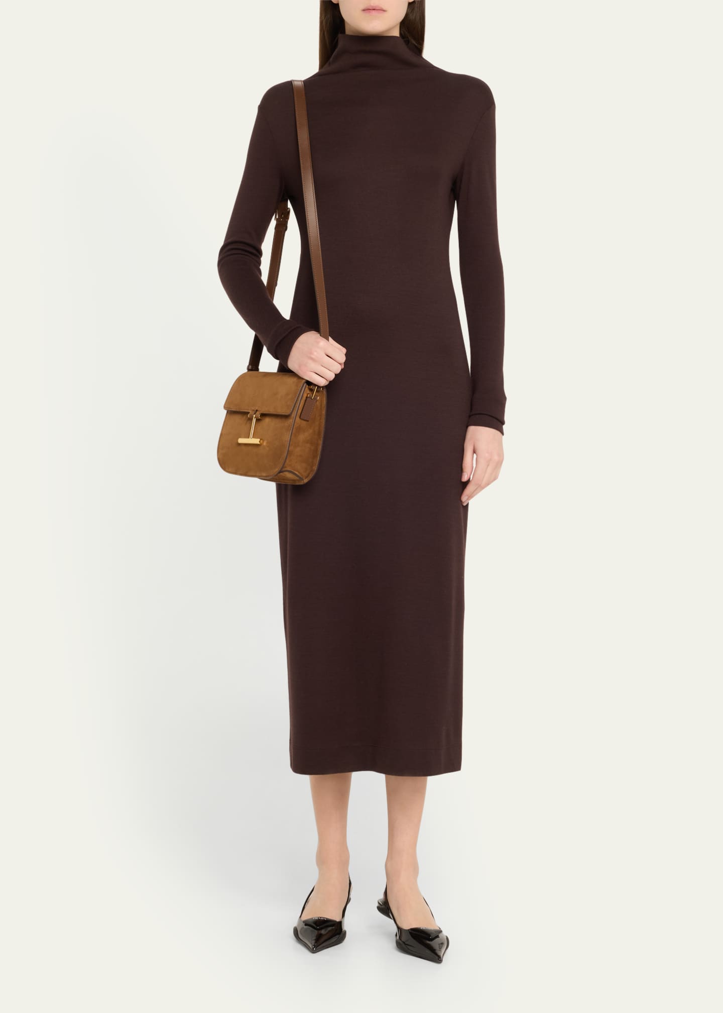 TOM FORD Tara Mini Flap Crossbody Bag in Suede and Leather Image 5 of 6