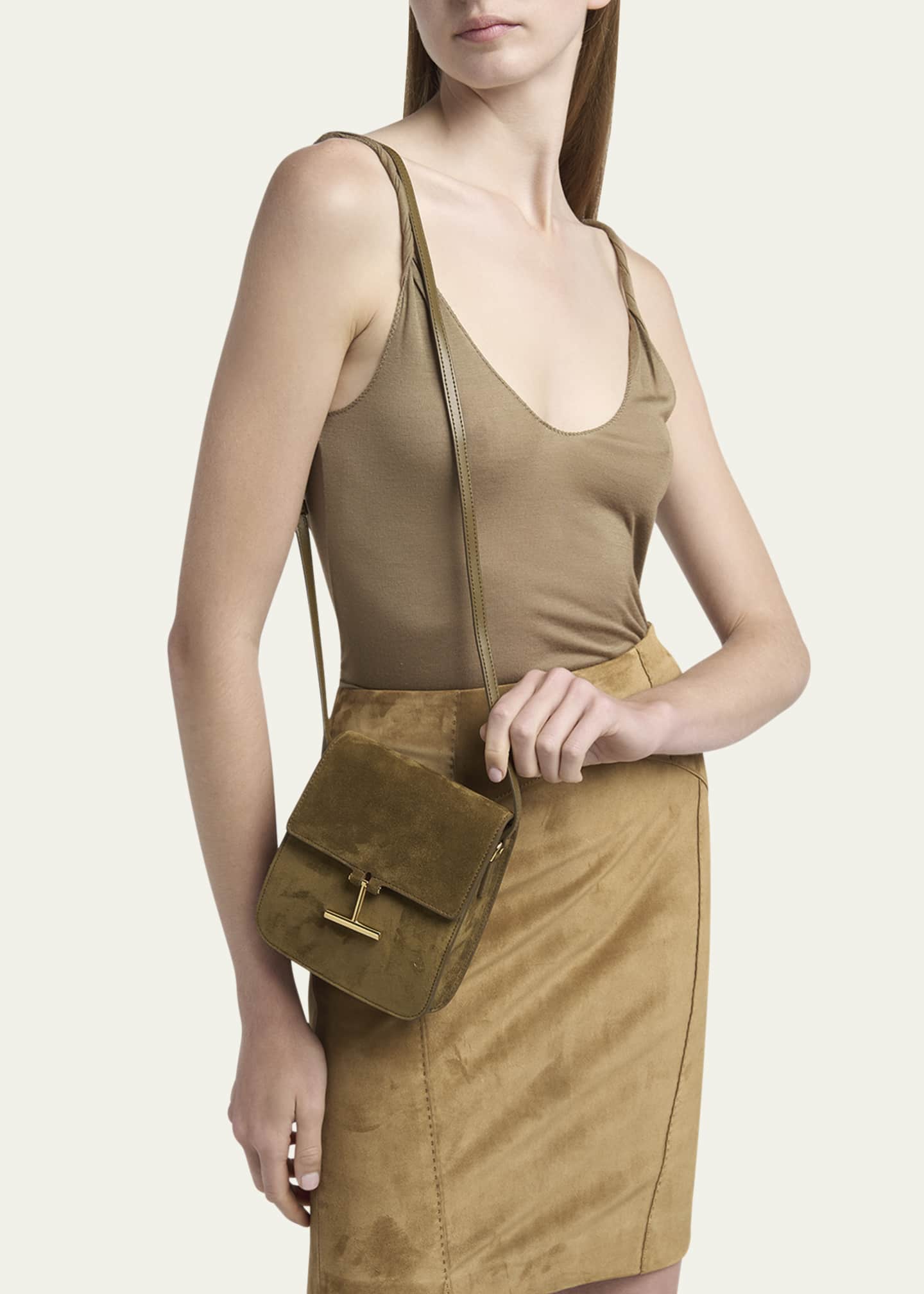 TOM FORD Tara Mini Flap Crossbody Bag in Suede