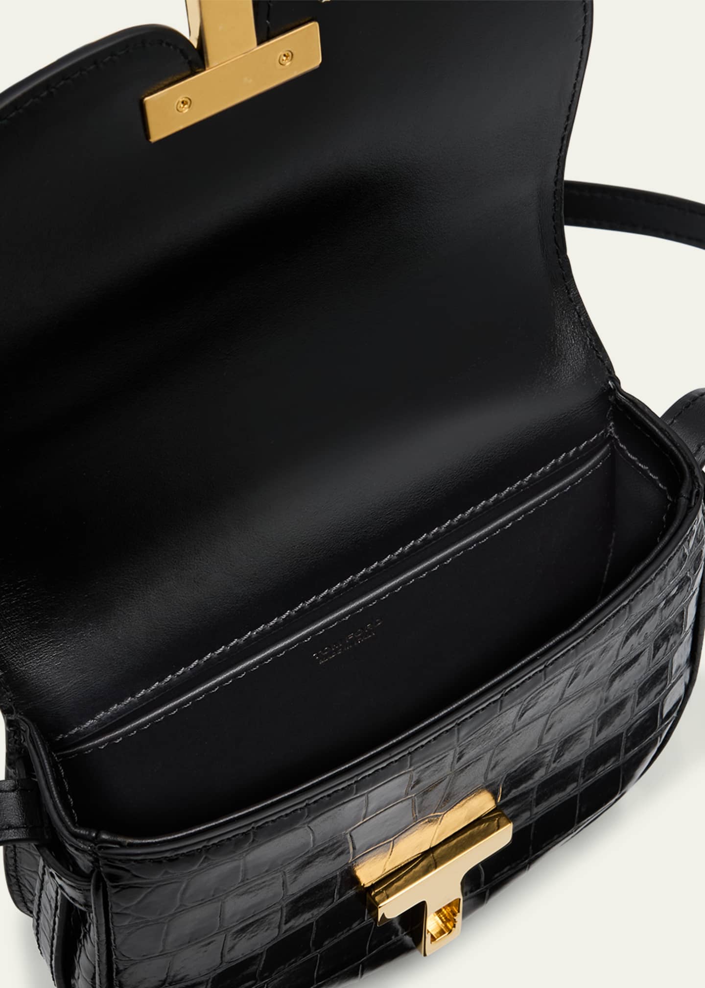 TOM FORD Wallis Mini Flap Shoulder Bag in Shiny Croc-Embossed Leather Image 4 of 6