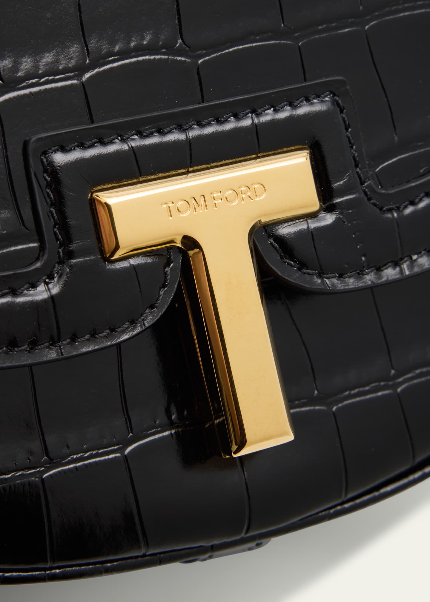 TOM FORD Wallis Mini Flap Shoulder Bag in Shiny Croc-Embossed Leather Image 6 of 6
