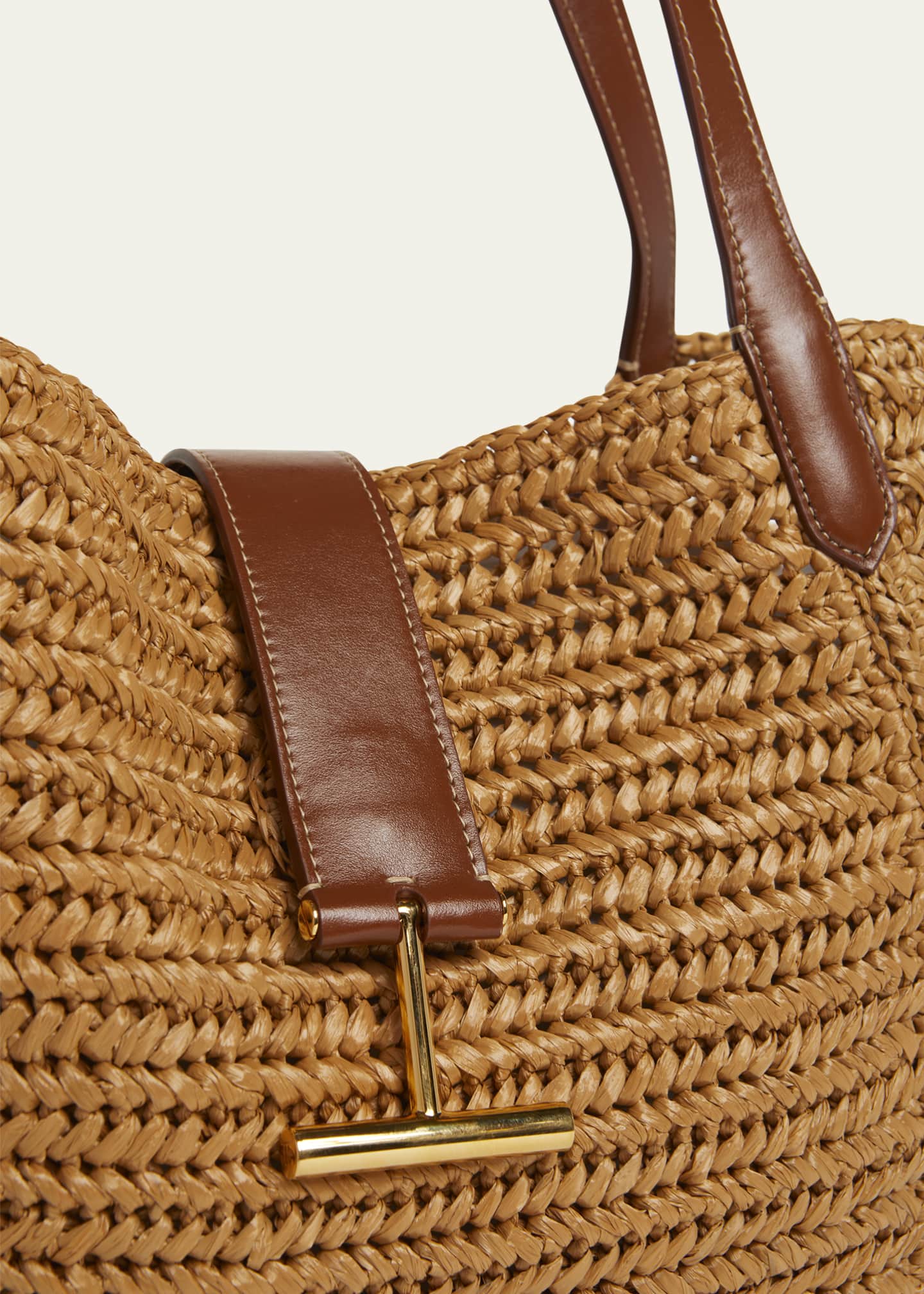TOM FORD トムフォード ミディアムかごバッグ TARA MEDIUM TOTE TOM FORD Tara Medium Tote Bag in Raffia Viscose and Leather