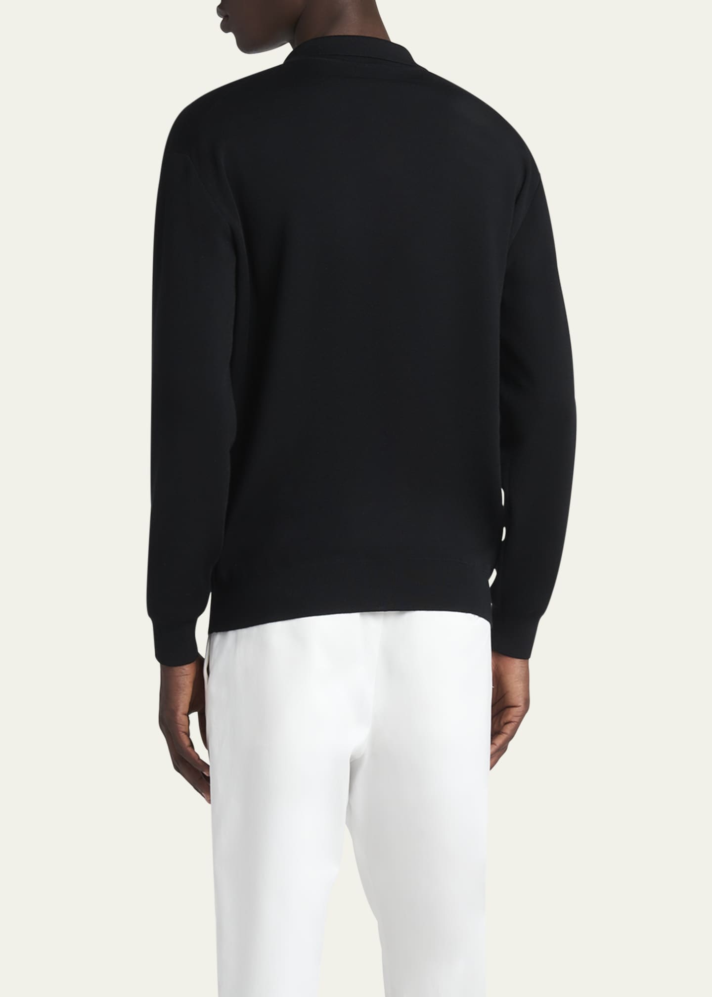 Giorgio Armani Men's Milano Stitch Wool Polo Sweater Image 3 of 5