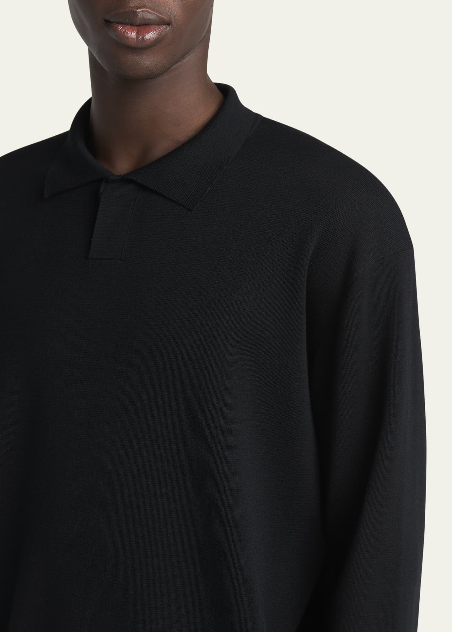 Giorgio Armani Men's Milano Stitch Wool Polo Sweater Image 5 of 5