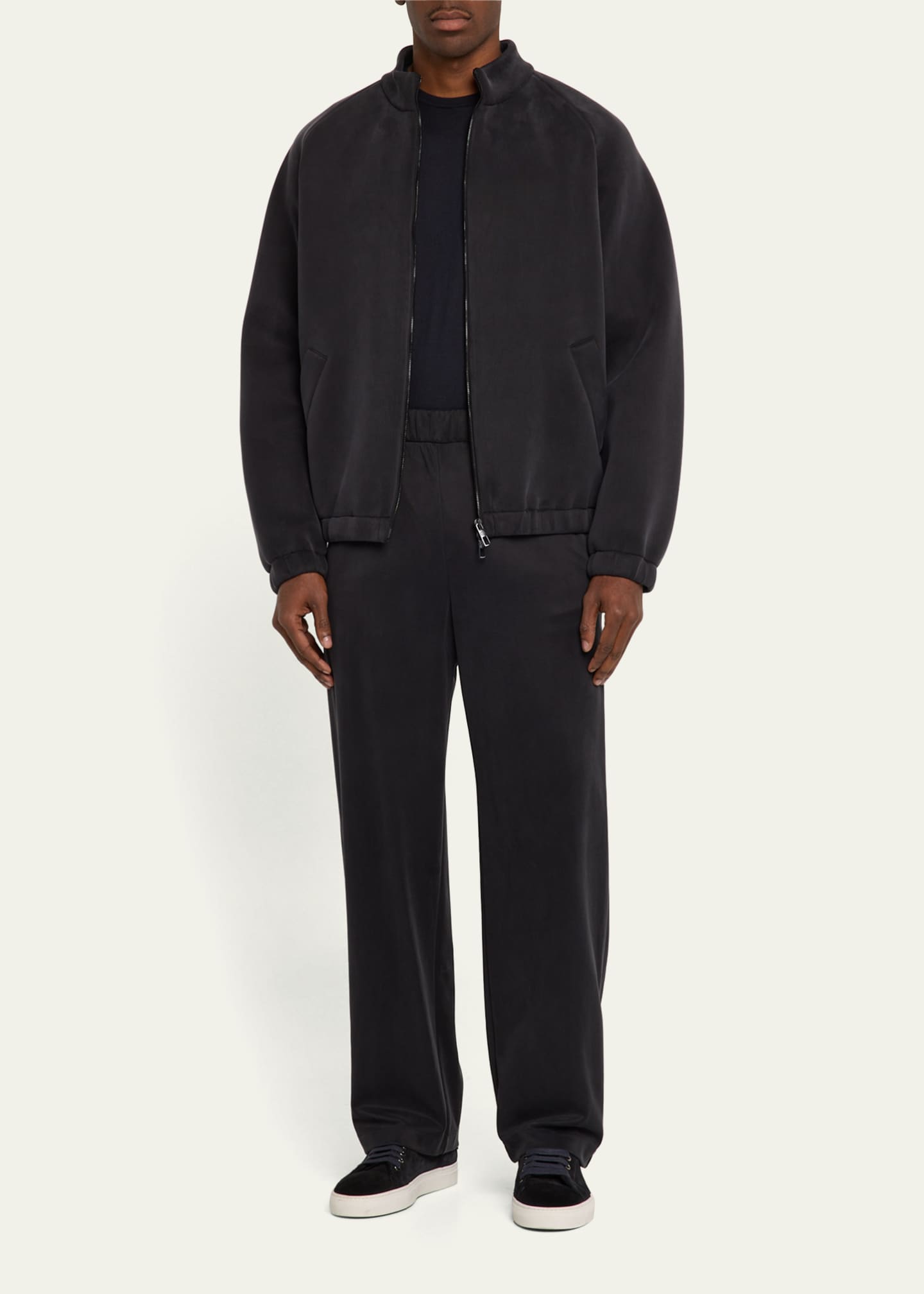 Giorgio Armani Men's Cupro-Blend Jersey Blouson Jacket Image 2 of 5
