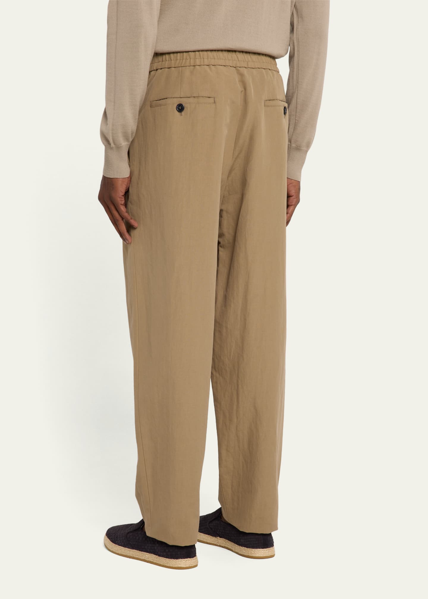 Giorgio Armani Men's Pleated Linen-Cotton Trousers Image 3 of 5