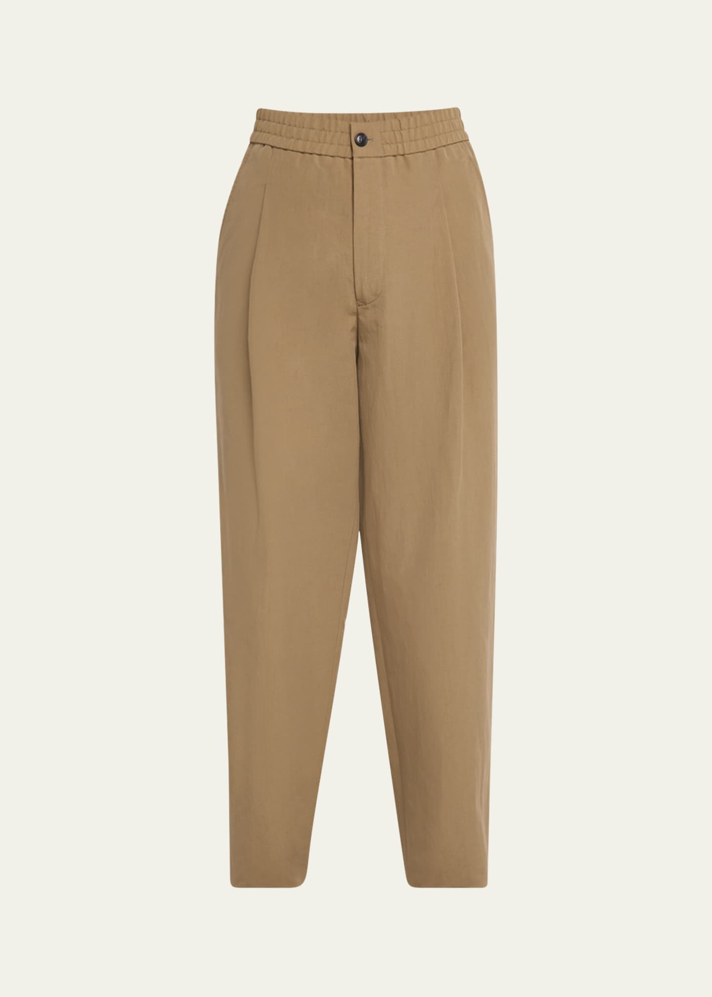 Giorgio Armani Men's Pleated Linen-Cotton Trousers Image 1 of 5