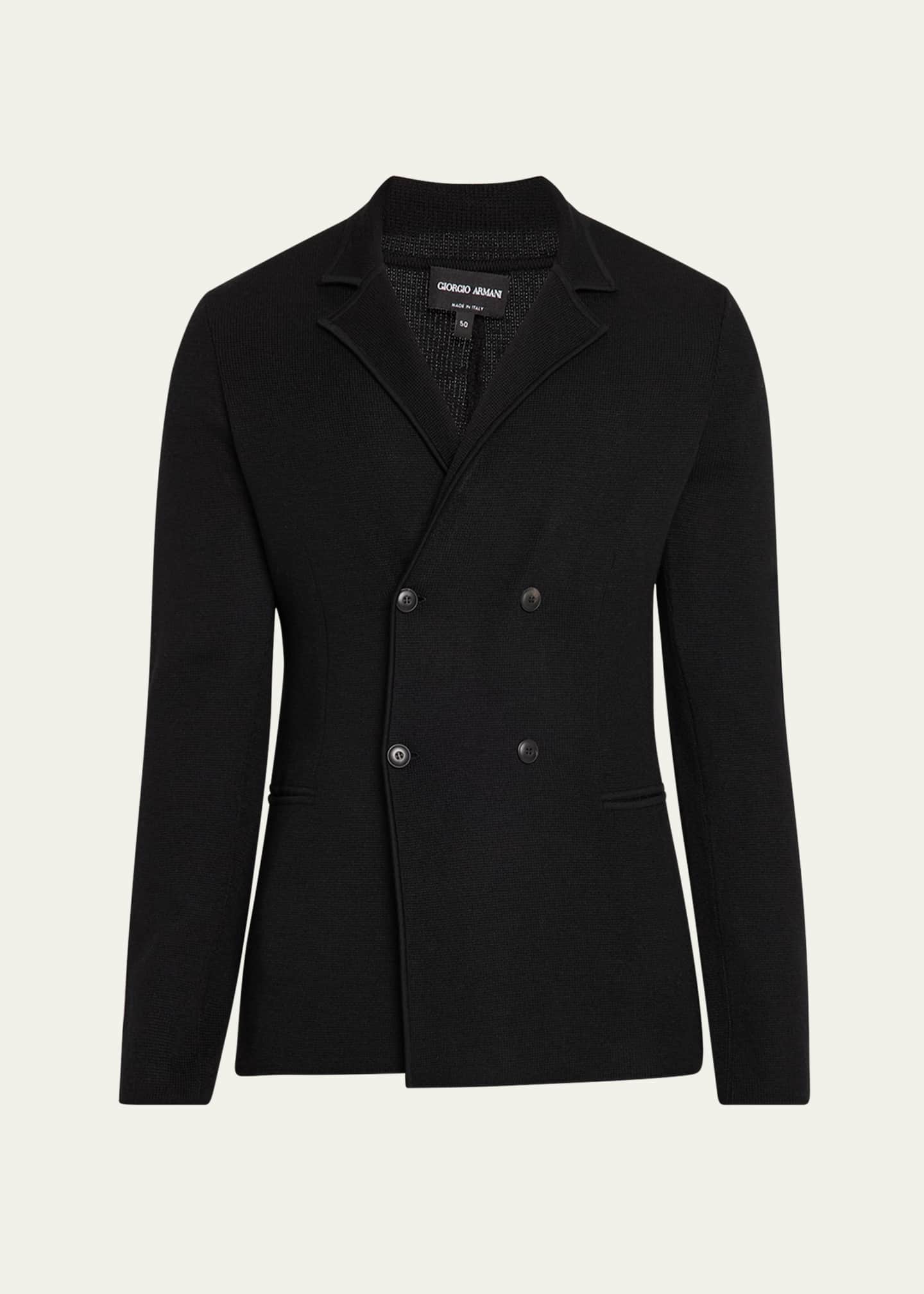 Giorgio Armani Men's Wool-Cashmere Rib Stitch Blazer Image 1 of 5