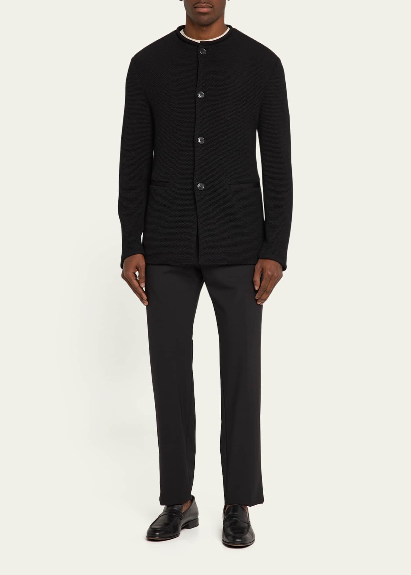 Giorgio Armani Men's Textured Band-Collar Blazer Image 2 of 5