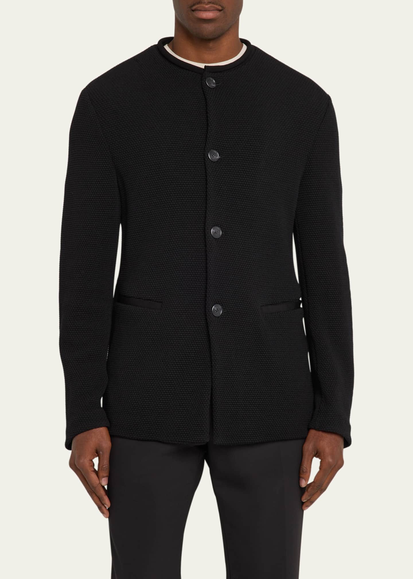Giorgio Armani Men's Textured Band-Collar Blazer Image 4 of 5