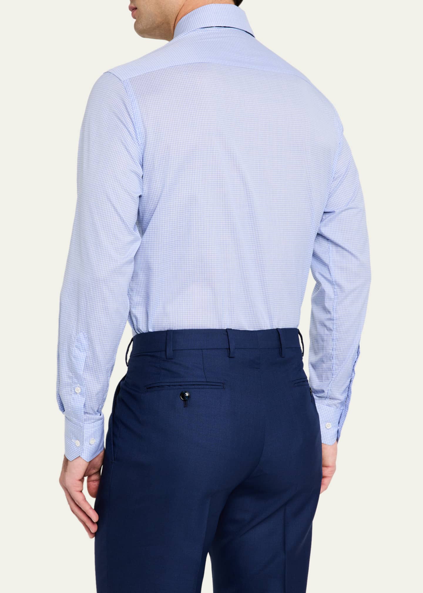 Giorgio Armani Men's Micro-Grid Dress Shirt Image 3 of 5