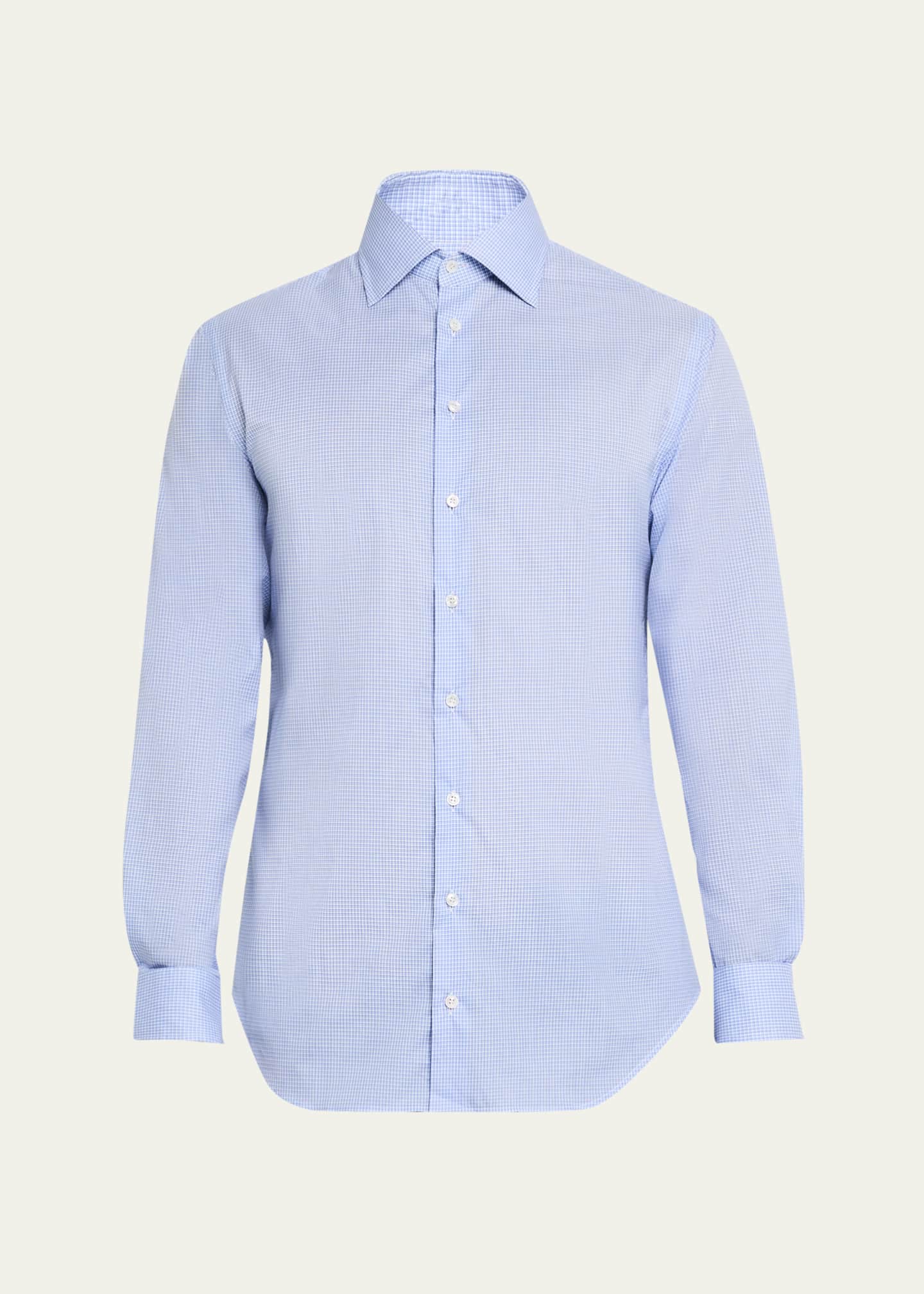 Giorgio Armani Men's Micro-Grid Dress Shirt Image 1 of 5