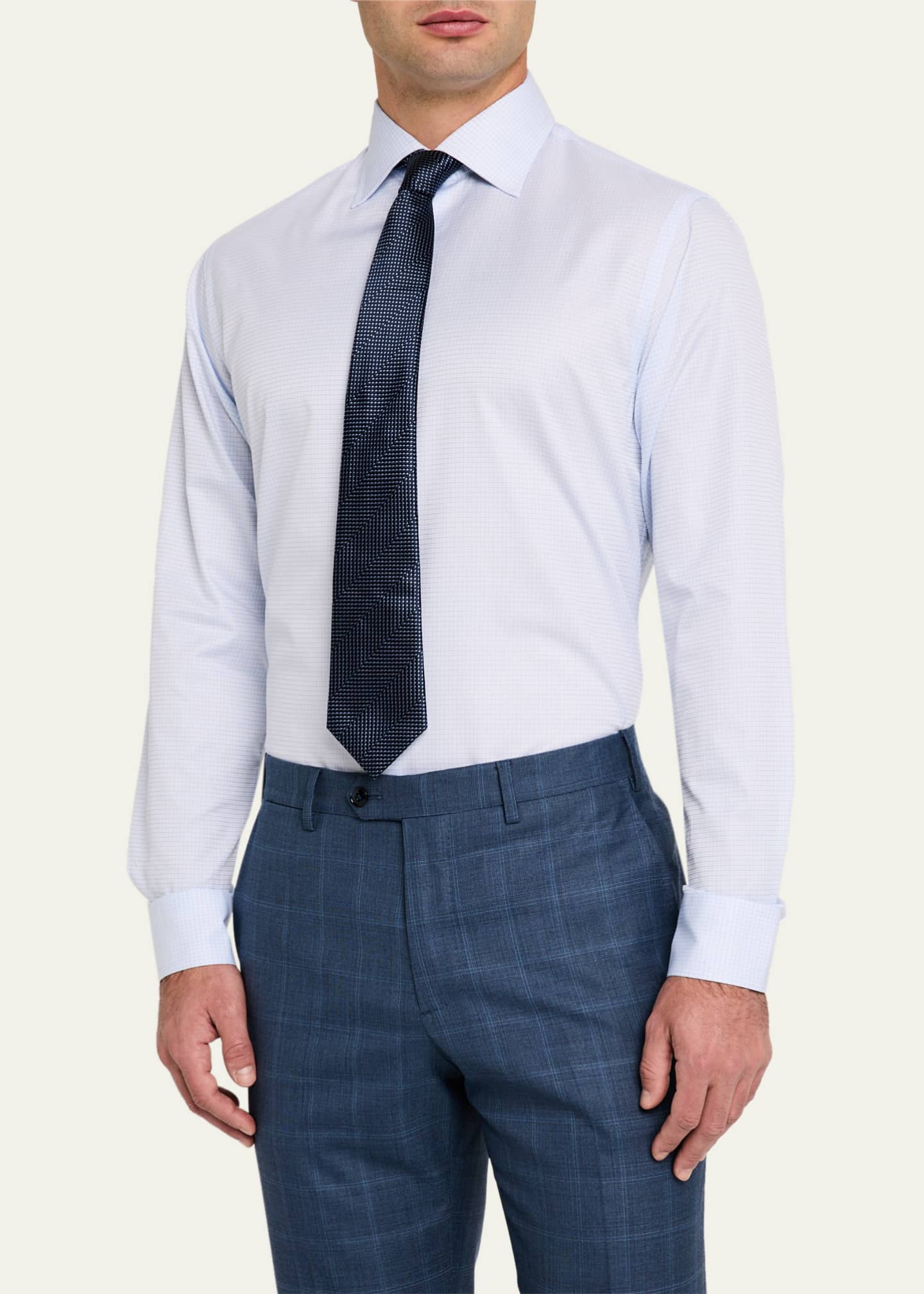 Giorgio Armani Men's Micro-Check Dress Shirt Image 4 of 5