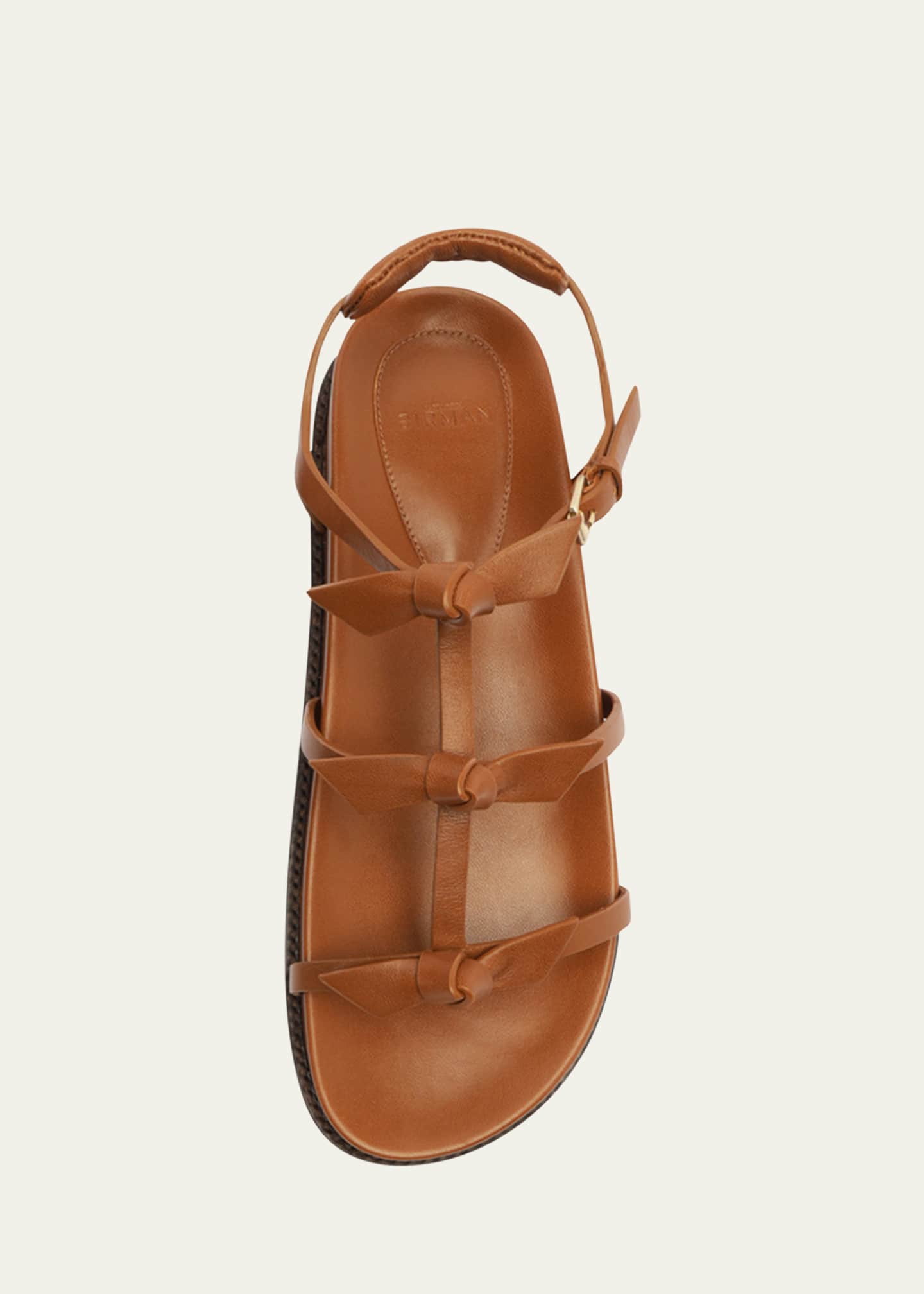 Alexandre Birman Lolita Ankle-Strap Knot Leather Flat Sandals Image 5 of 5