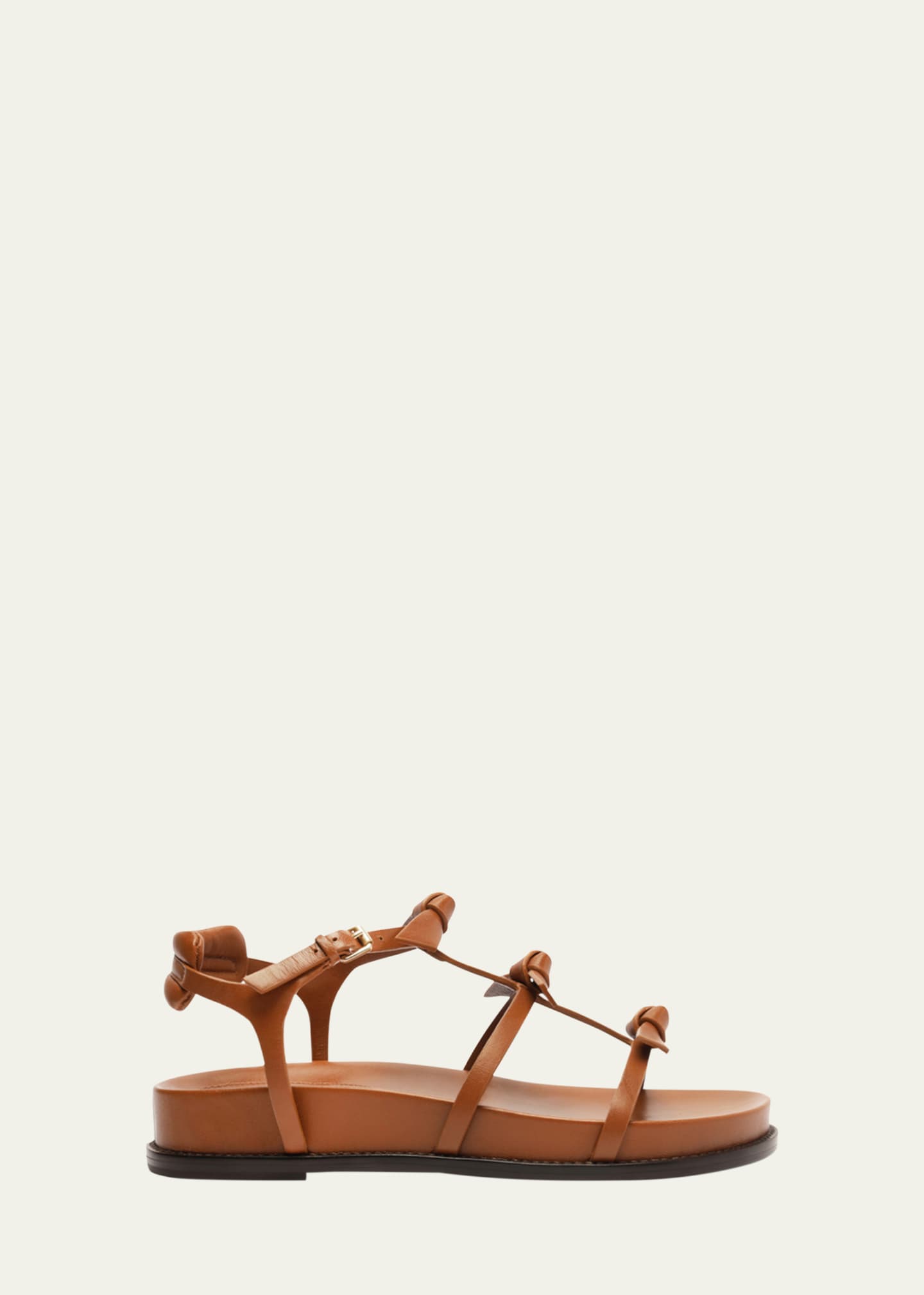 Alexandre Birman Lolita Ankle-Strap Knot Leather Flat Sandals Image 1 of 5