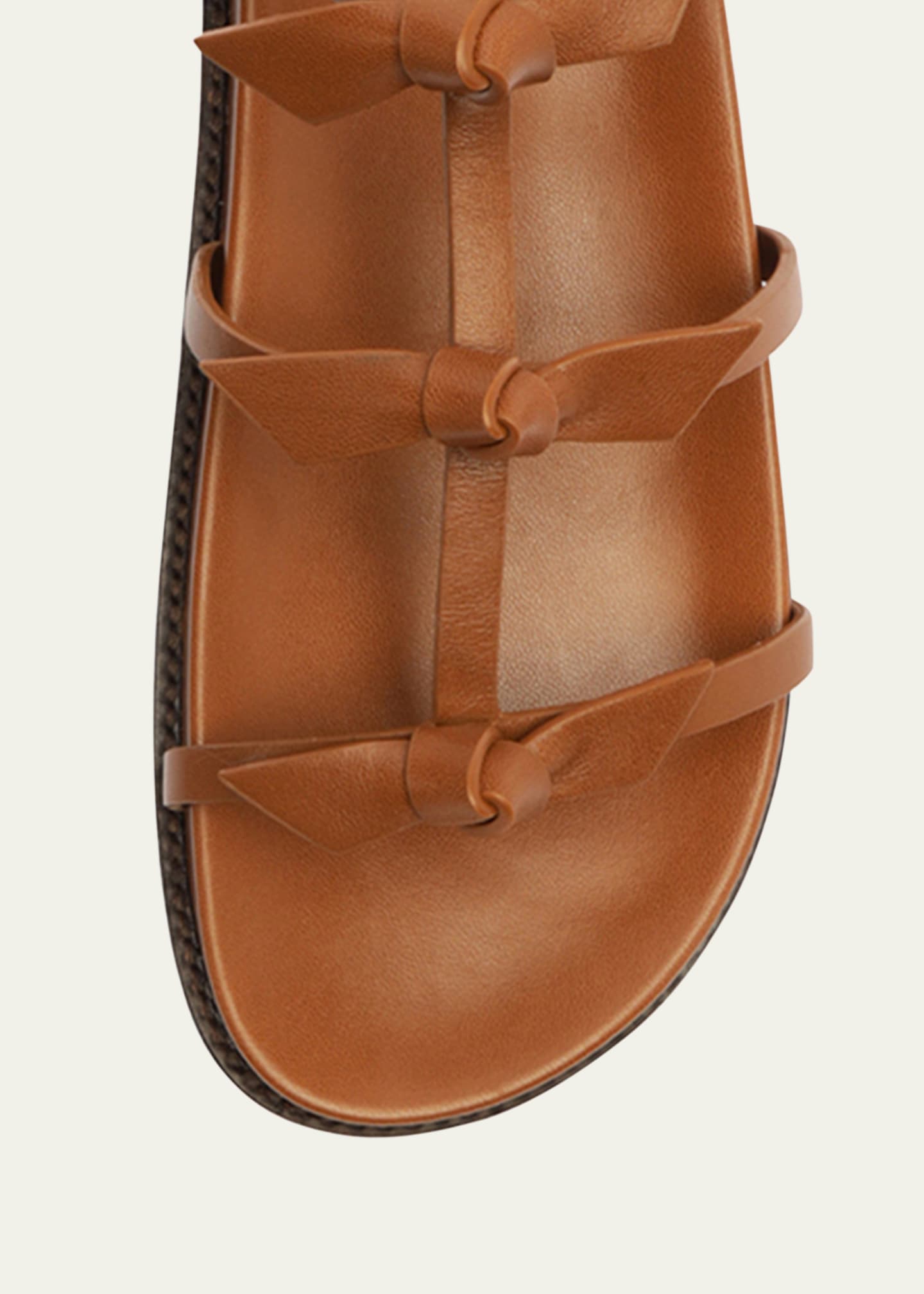 Alexandre Birman Lolita Ankle-Strap Knot Leather Flat Sandals Image 4 of 5