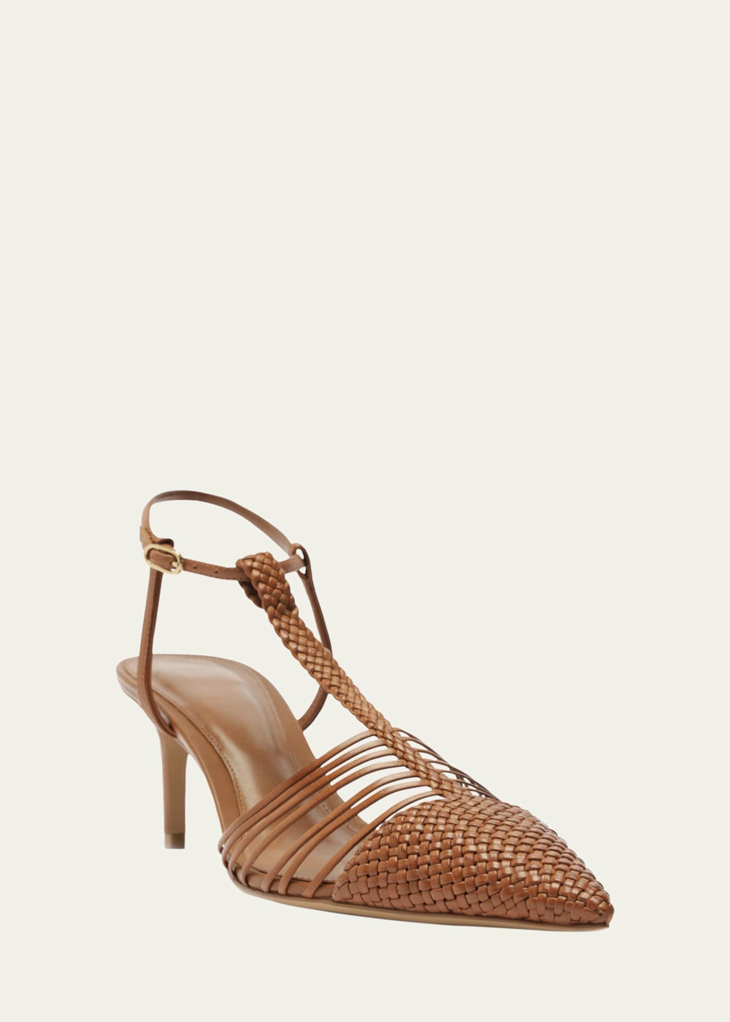 Alexandre Birman Nessa Pointed Woven Leather Sandals Image 2 of 5