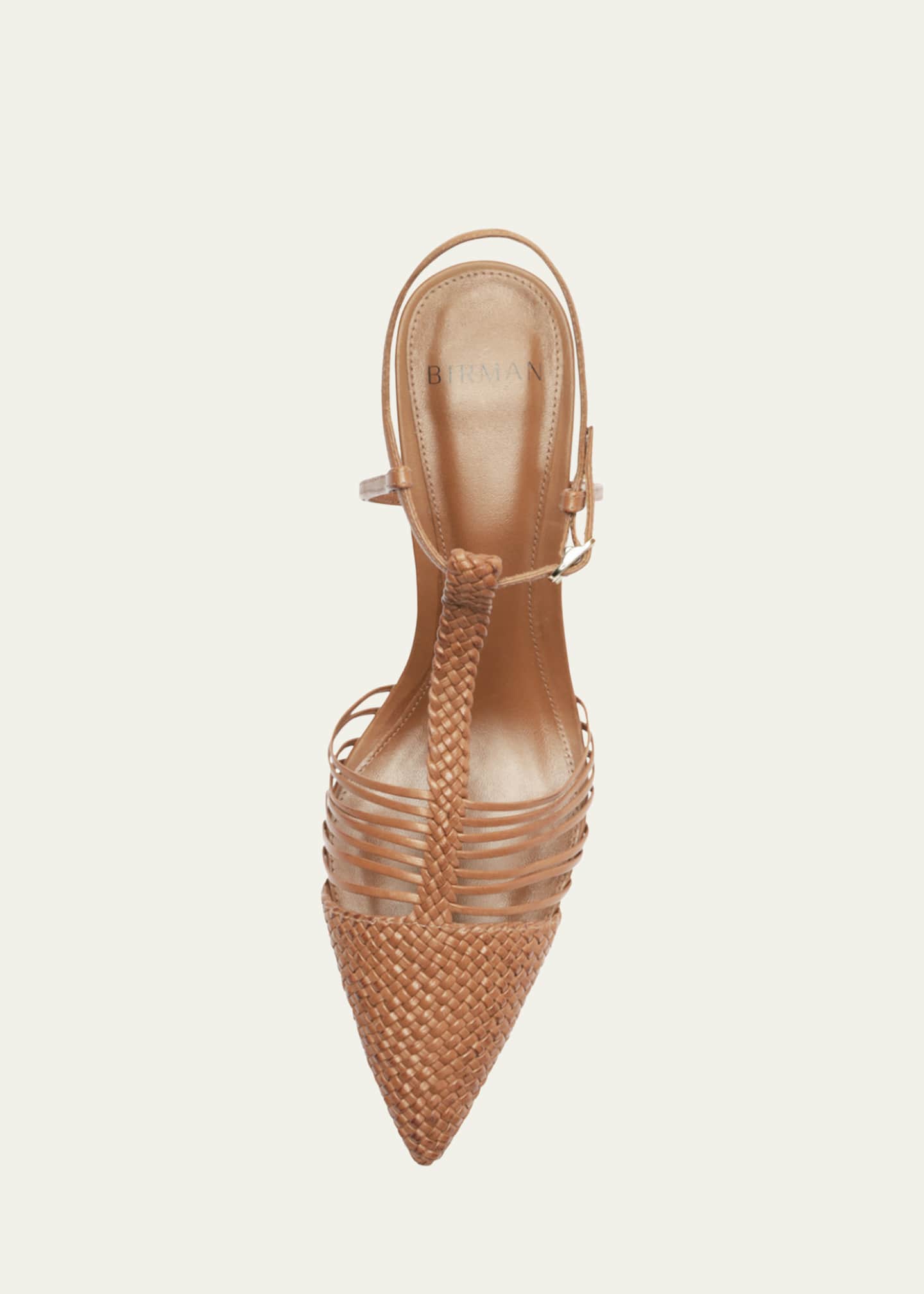Alexandre Birman Nessa Pointed Woven Leather Sandals Image 5 of 5