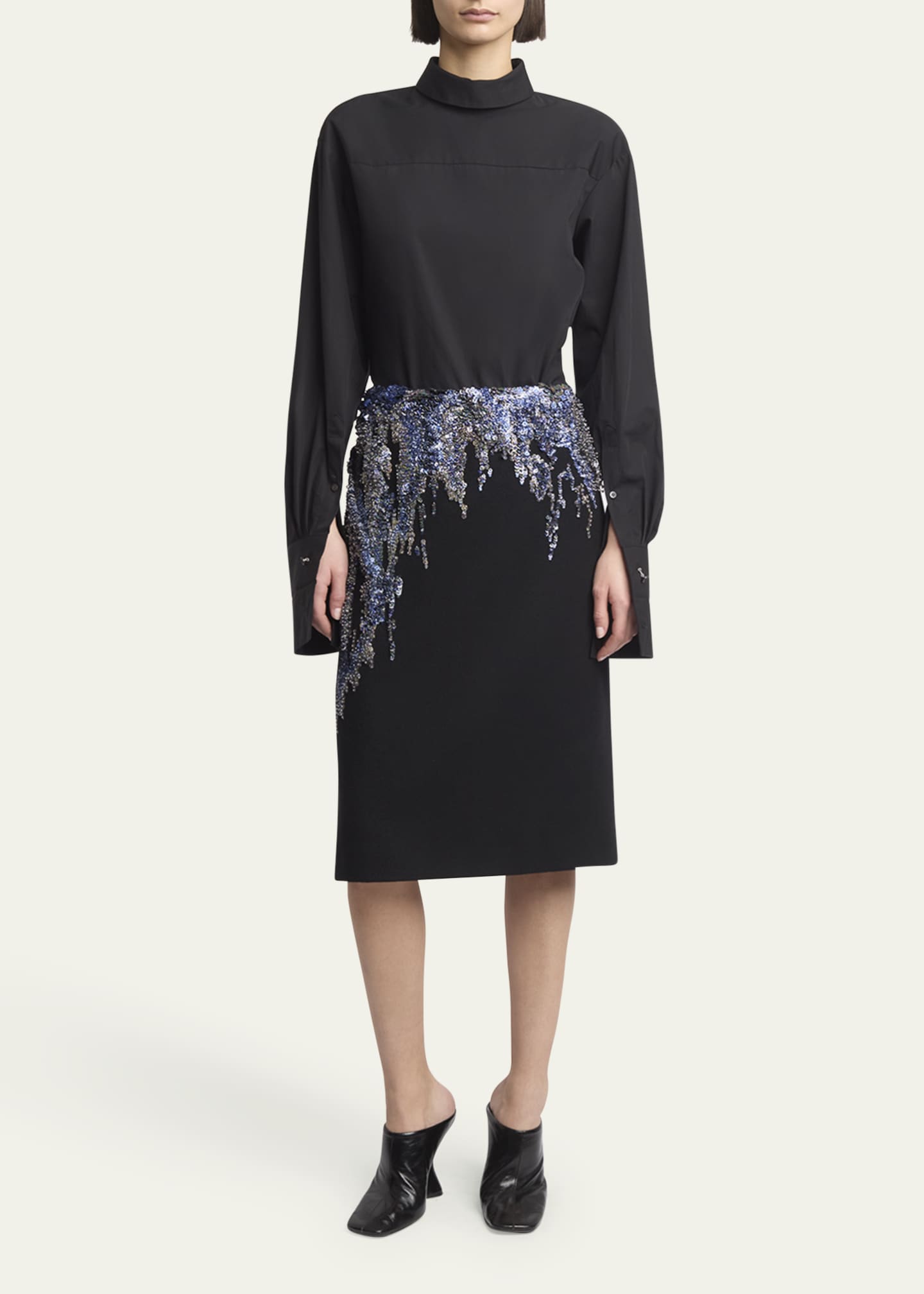 Dries Van Noten Samba Sequin Embroidered Crepe Skirt Image 2 of 5
