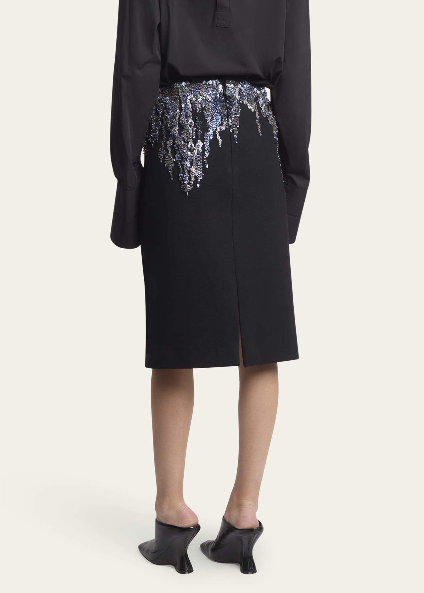 Dries Van Noten Samba Sequin Embroidered Crepe Skirt Image 3 of 5