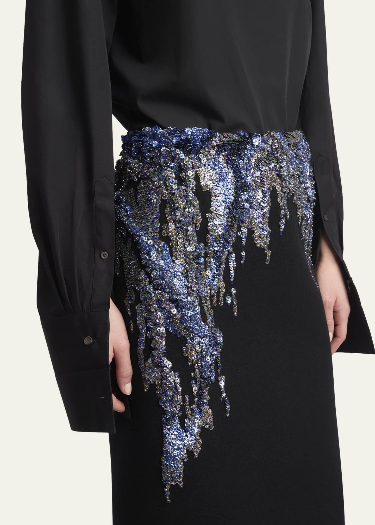 Dries Van Noten Samba Sequin Embroidered Crepe Skirt Image 5 of 5