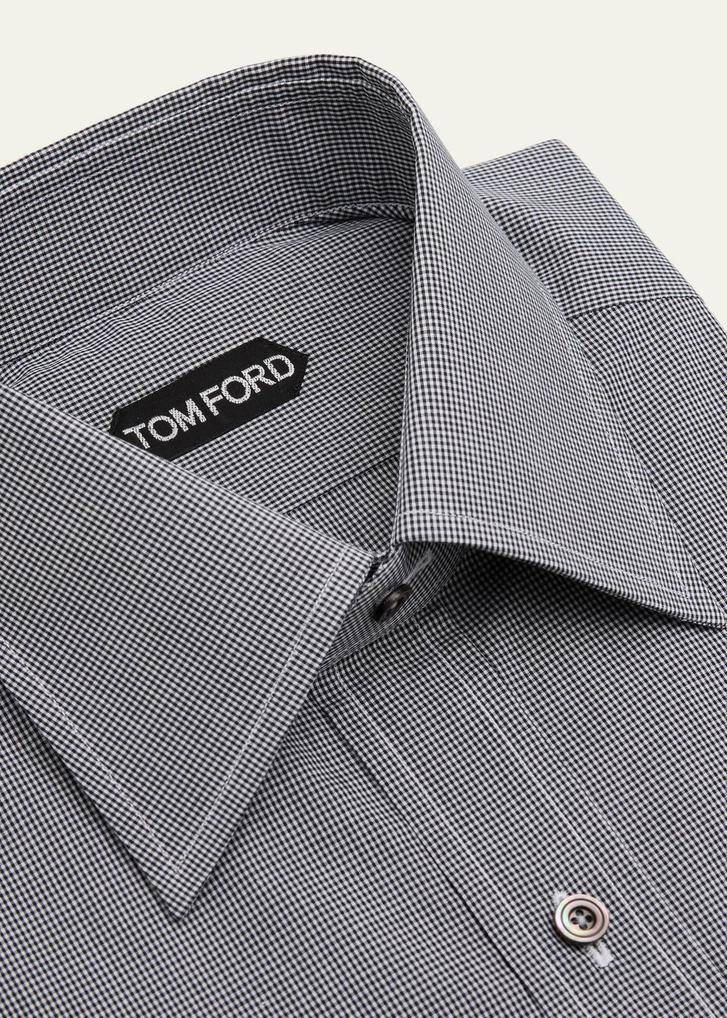 TOM FORD Men's Micro-Gingham Classic Fit Dress Shirt Image 2 of 2