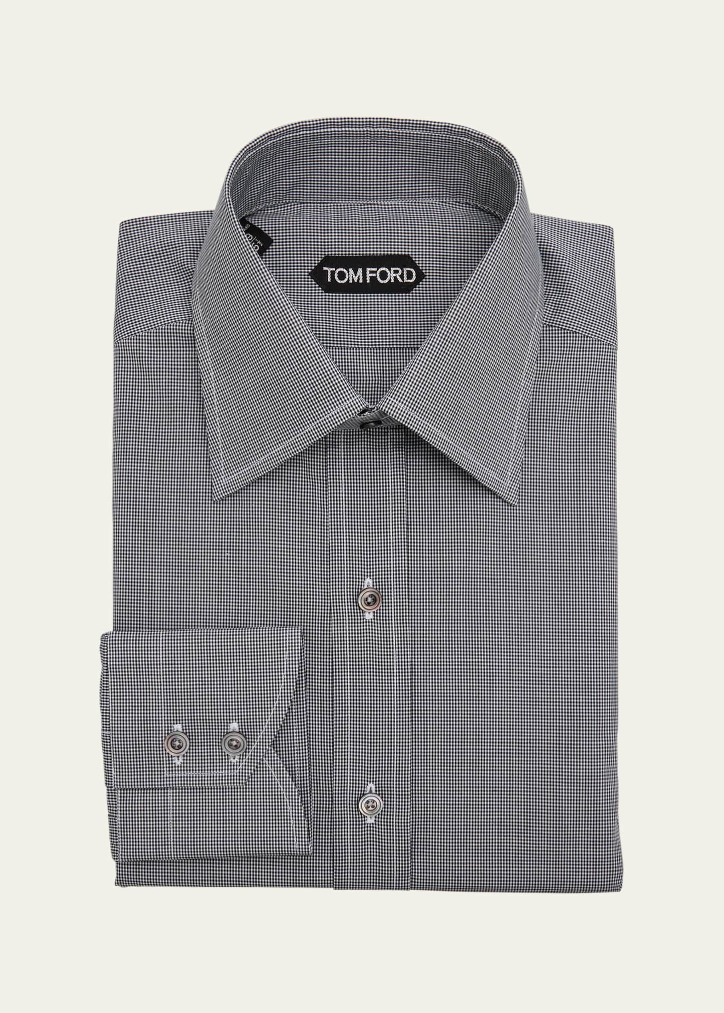 TOM FORD Men's Micro-Gingham Classic Fit Dress Shirt Image 1 of 2