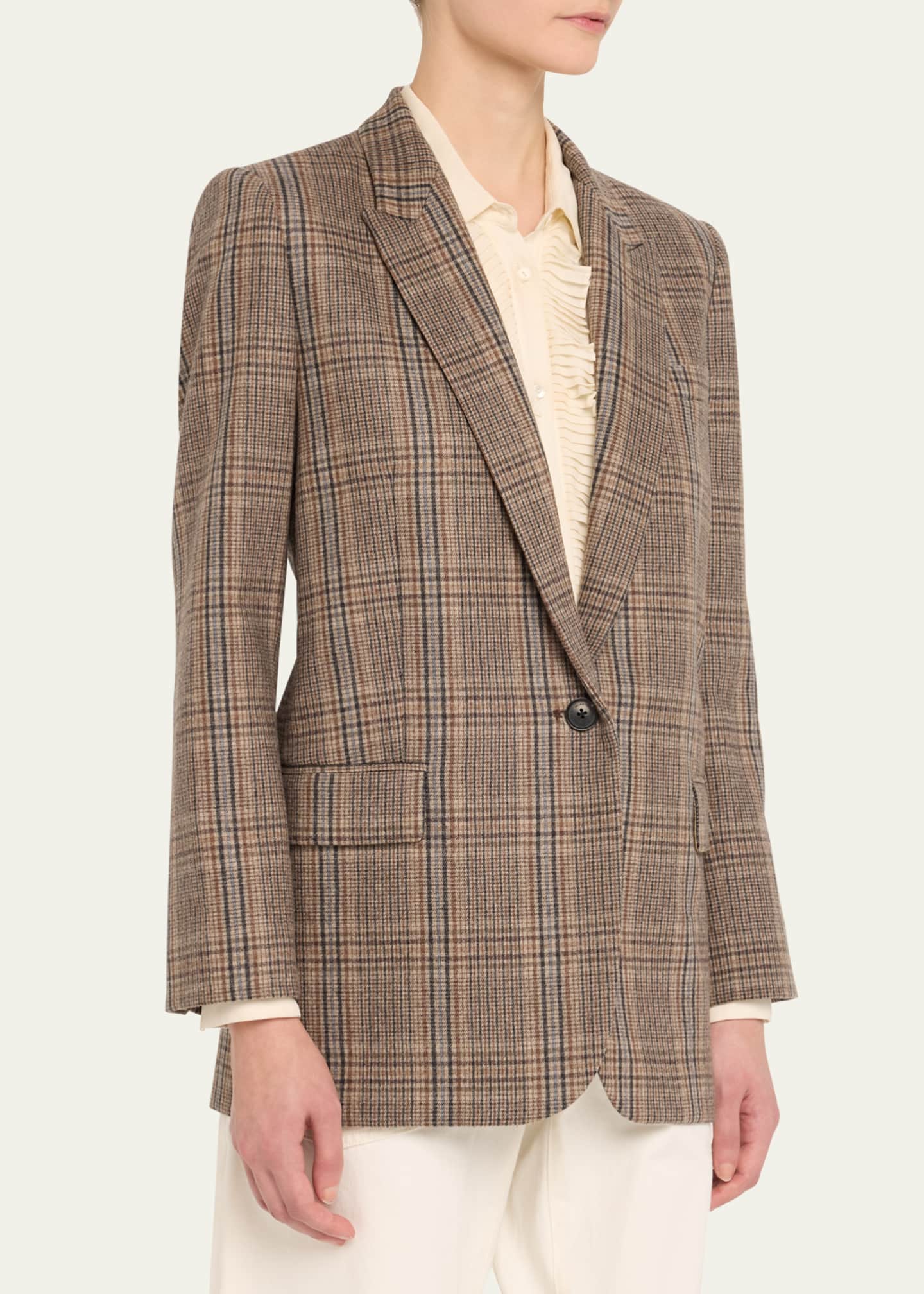 Nili Lotan Diane Prince of Wales Wool Cashmere Blazer Image 4 of 5