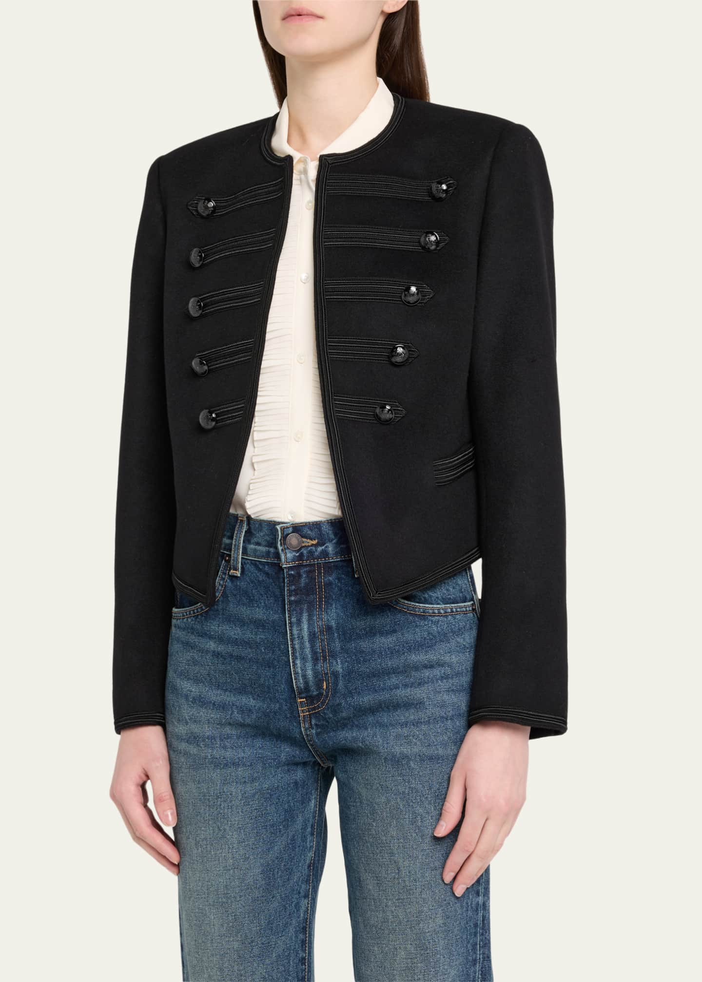 Nili Lotan Joni Open-Front Shrunken Virgin Wool Jacket Image 4 of 5