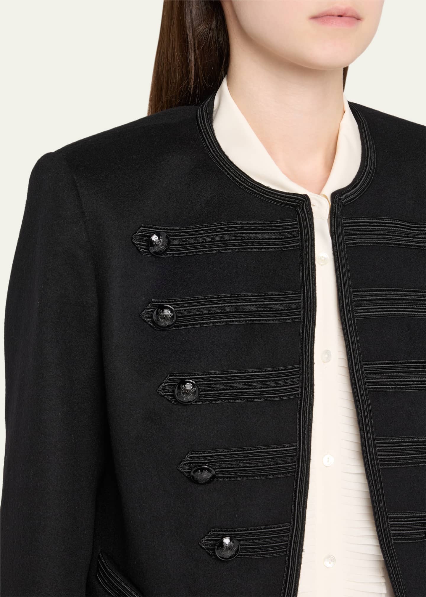 Nili Lotan Joni Open-Front Shrunken Virgin Wool Jacket Image 5 of 5