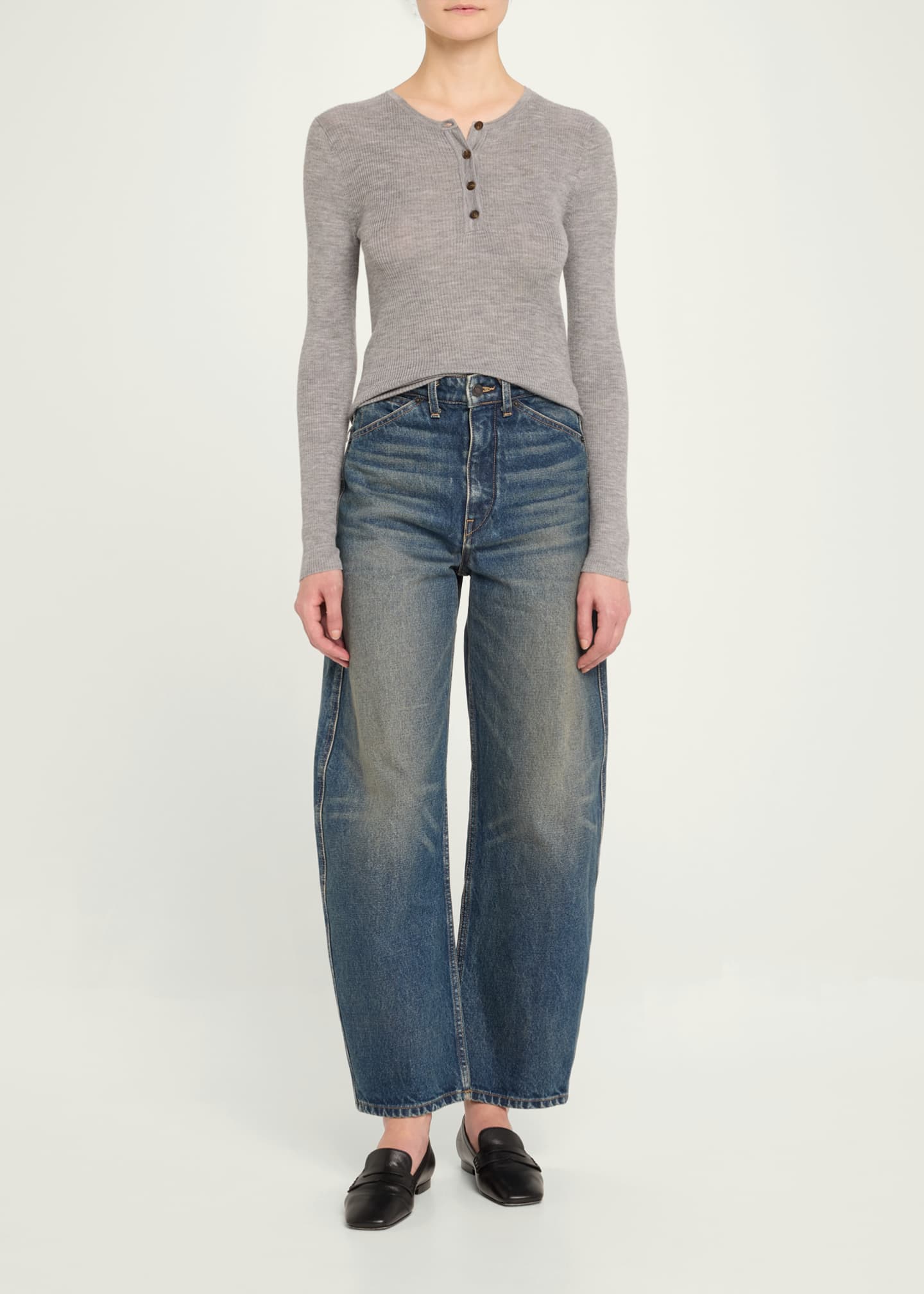 Nili Lotan Klarise Henley Wool Sweater Image 2 of 5