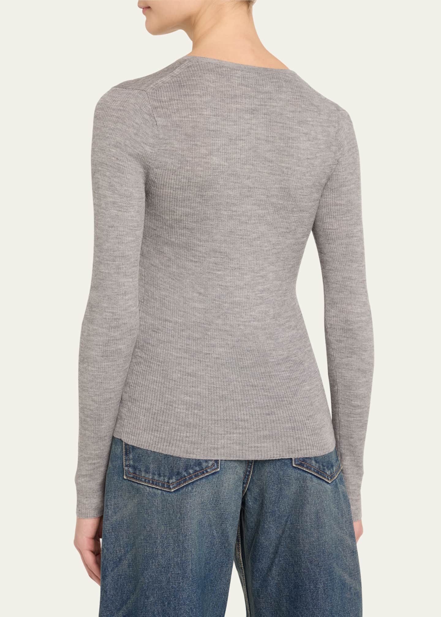 Nili Lotan Klarise Henley Wool Sweater Image 3 of 5