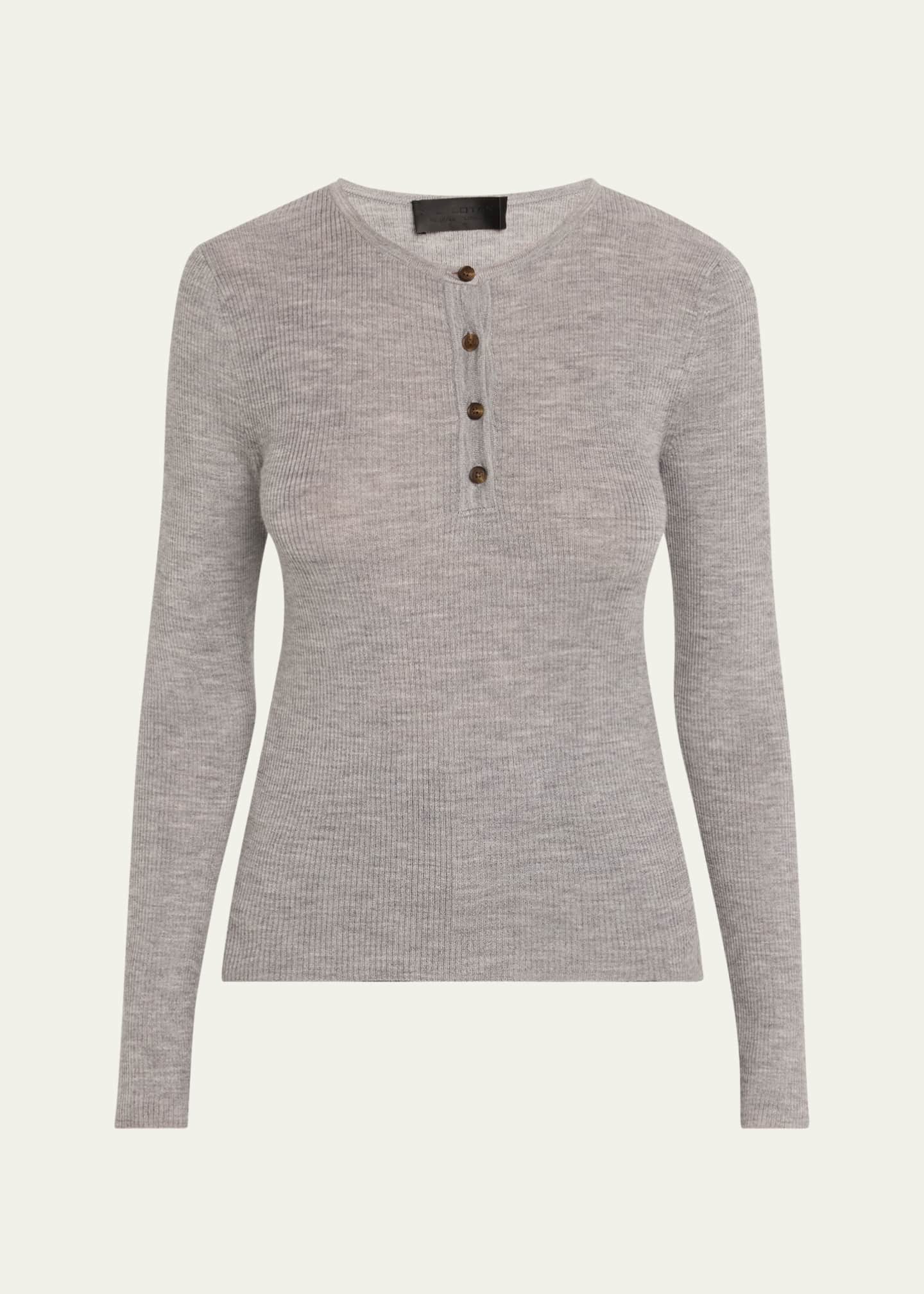 Nili Lotan Klarise Henley Wool Sweater Image 1 of 5