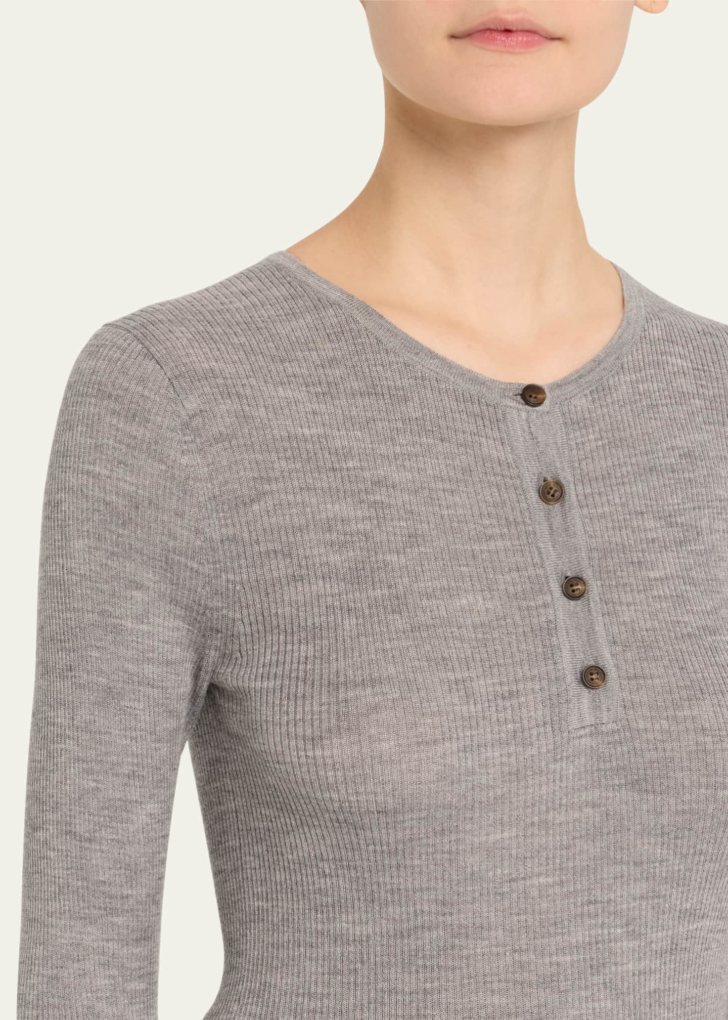 Nili Lotan Klarise Henley Wool Sweater Image 5 of 5