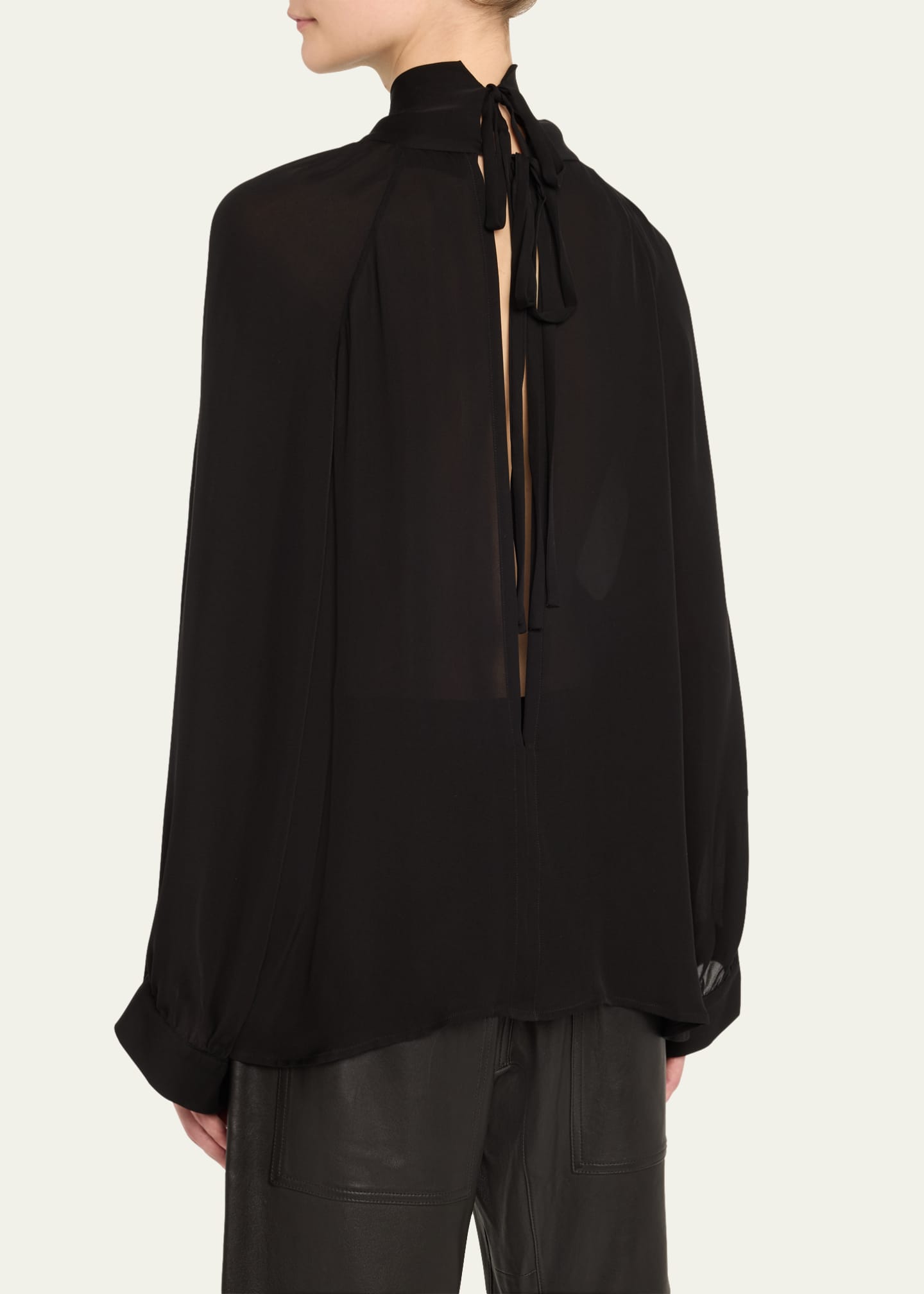 Nili Lotan Elianna Cutout Pleated Silk Blouse Image 3 of 5
