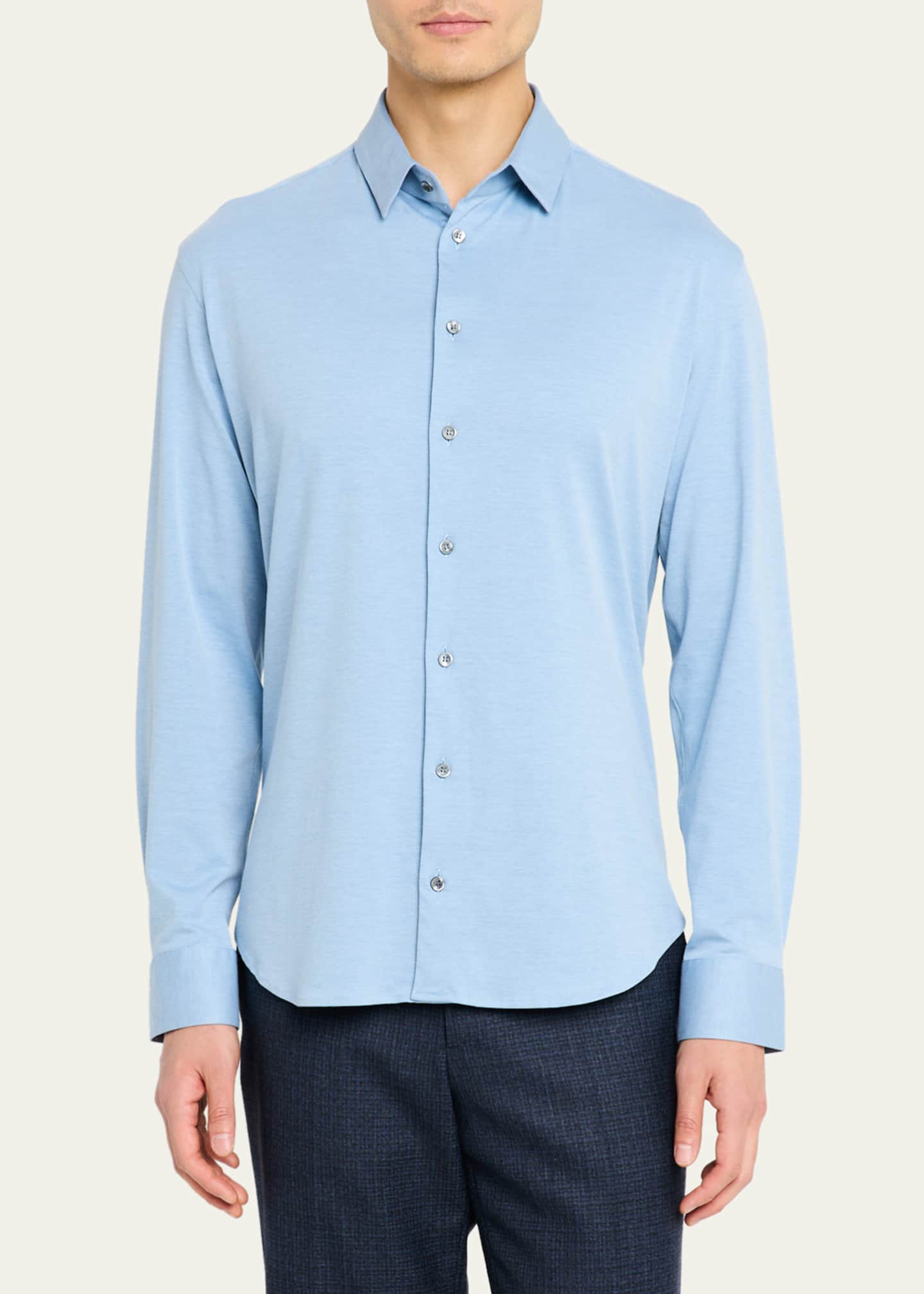 Giorgio Armani Men's Flex Tortona Cotton Jersey Sport Shirt Image 4 of 5