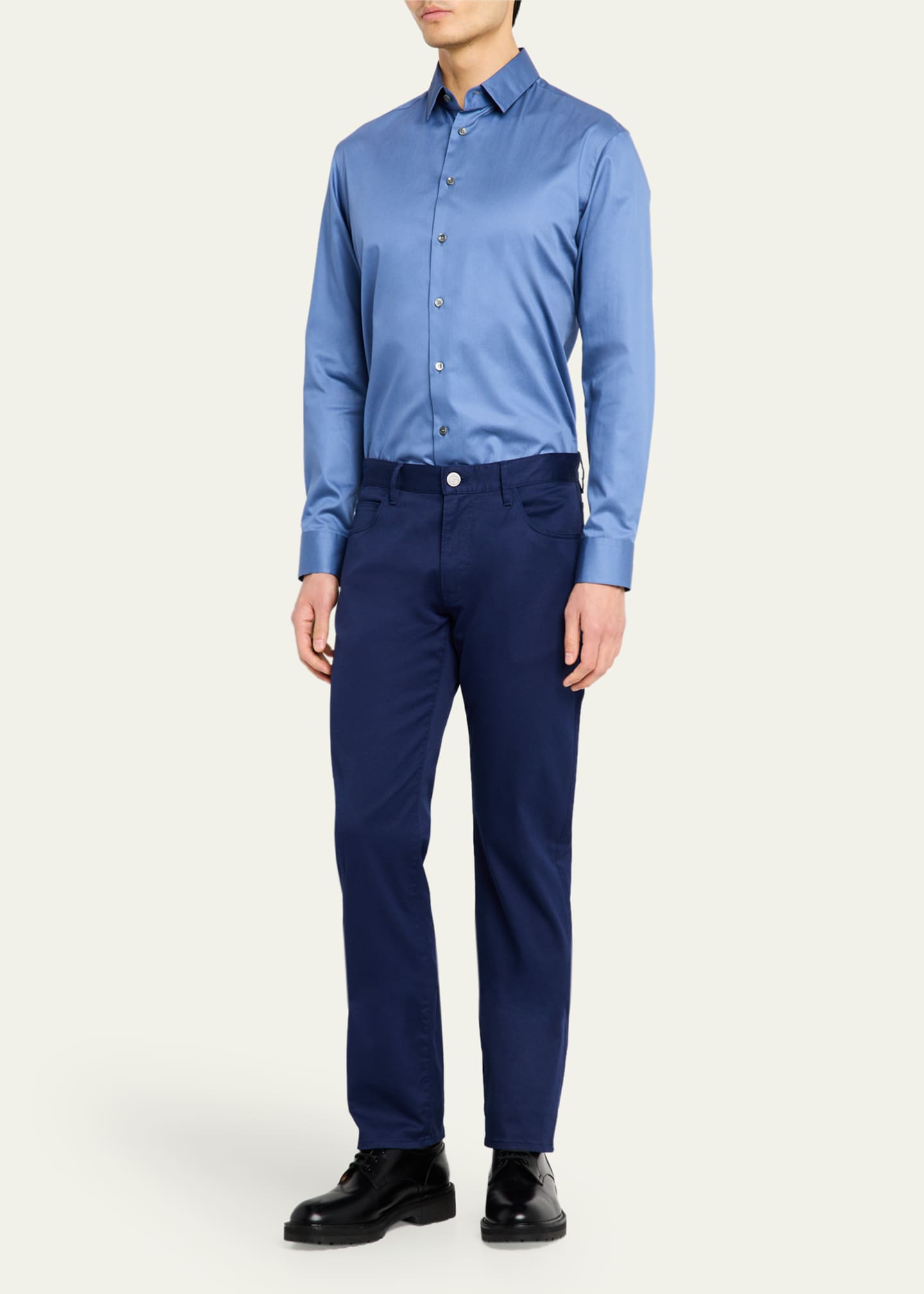Giorgio Armani Men's Logan Piece-Dyed Cotton Sport Shirt Image 2 of 5